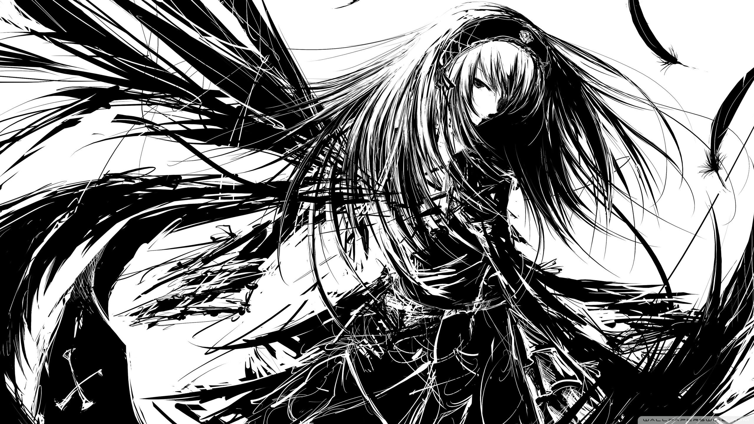 Personaggio anime bianco e nero, 2560x1440 1440p, Desktop