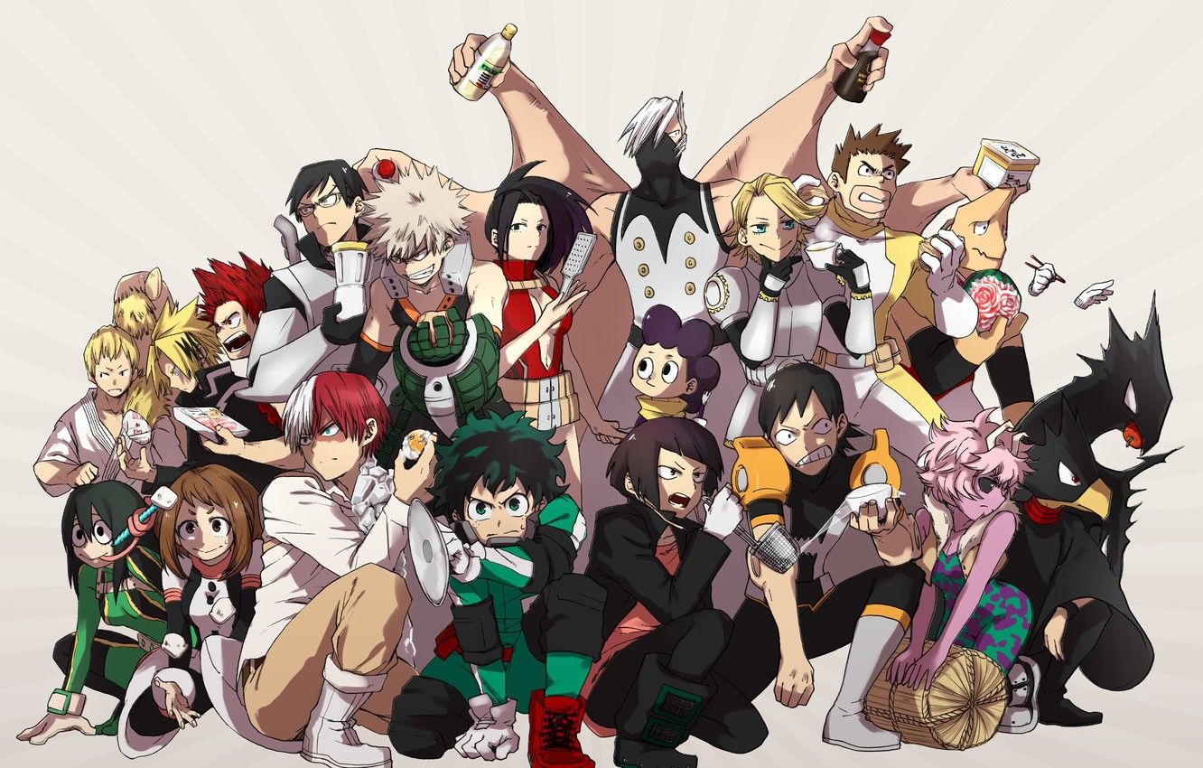 Personaggi My Hero Academia gruppo, anime shonen, 1332x850 HD, Desktop