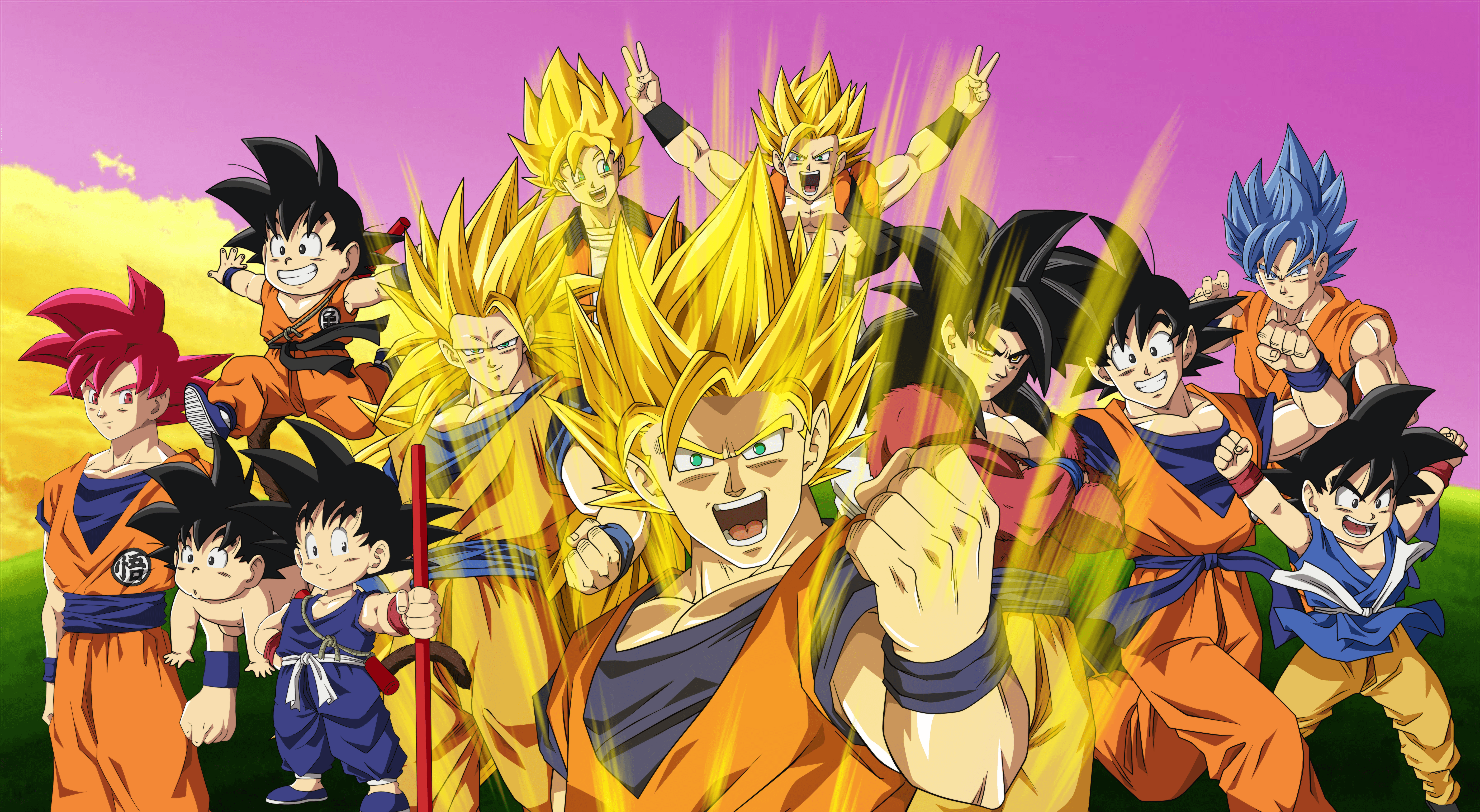 Goku trasformazioni Dragon Ball, 5608x3078 4K, Desktop 4K