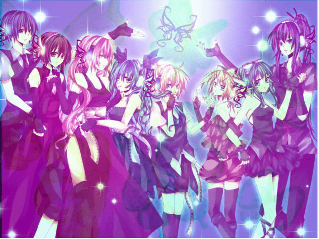 Personaggi anime viola scintillanti, 1024x768 HD, Desktop