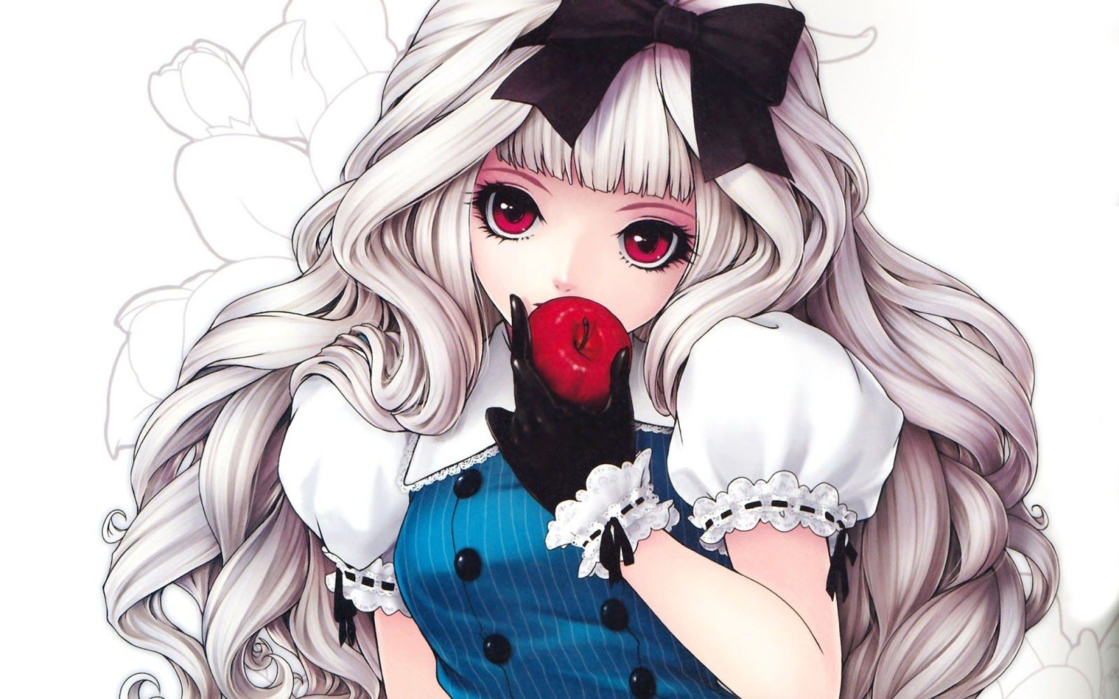 Ragazza manga con mela rossa, 1600x1000 900p, Desktop
