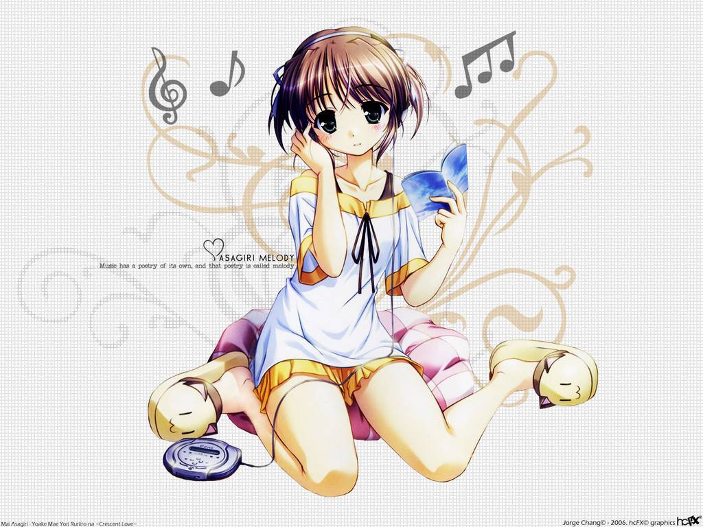 Ragazza anime con cuffie musica, 1024x768 HD, Desktop