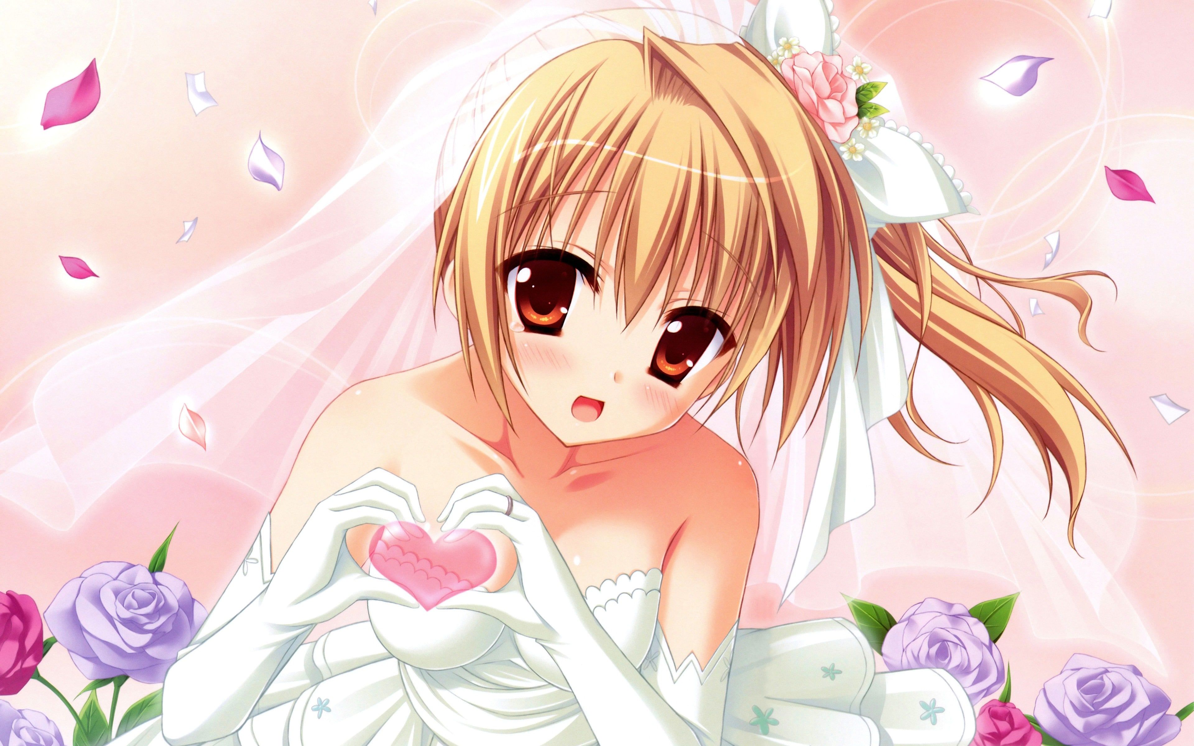 Ragazza anime sposa cuore, 3840x2400 4K Ultra HD, Monitor 4K