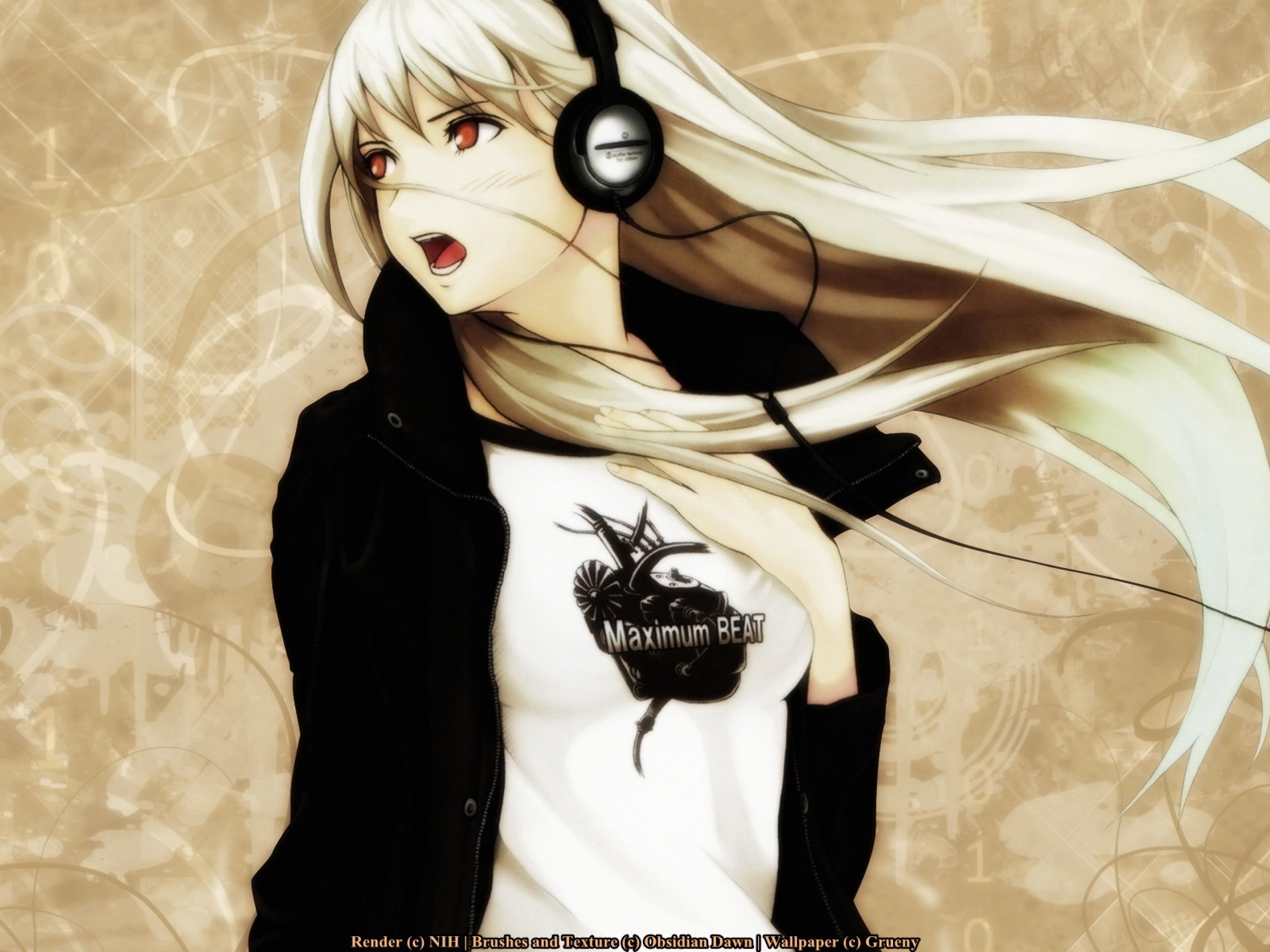 Ragazza anime con cuffie, 2560x1920 2K, Laptop