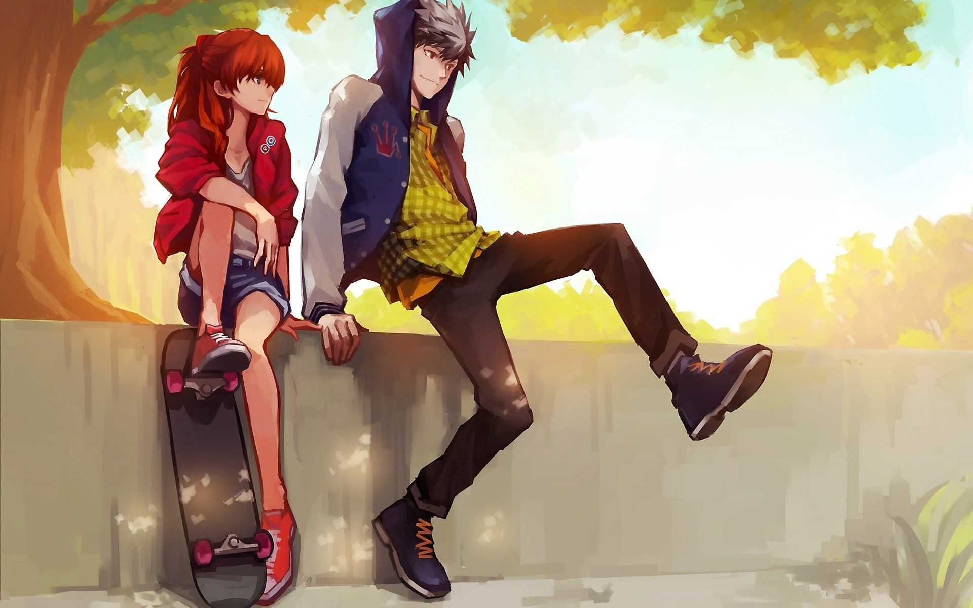 Ragazza e ragazzo manga skateboard, 1920x1200 Full HD+ WUXGA, Desktop