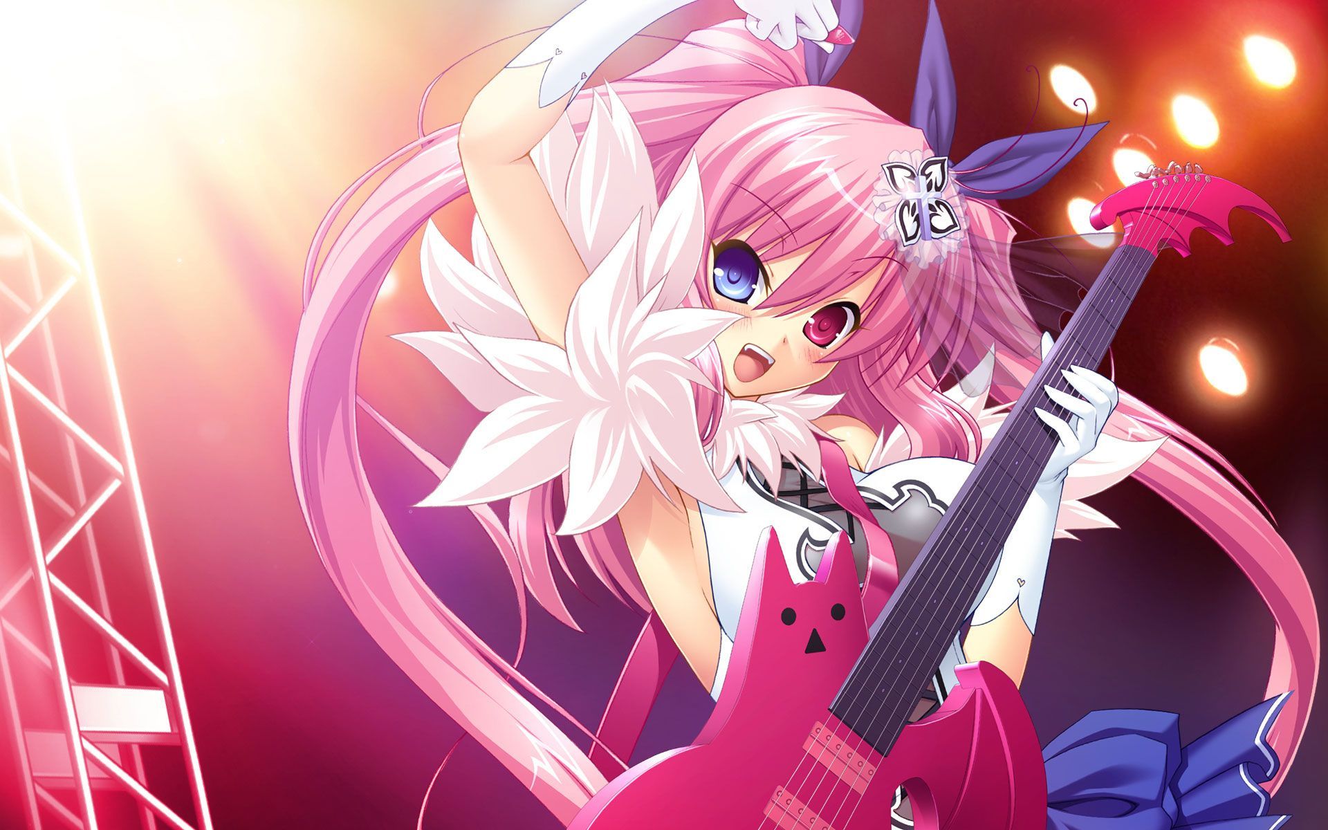 Ragazza anime capelli rosa chitarra, 1920x1200 Full HD+, PC