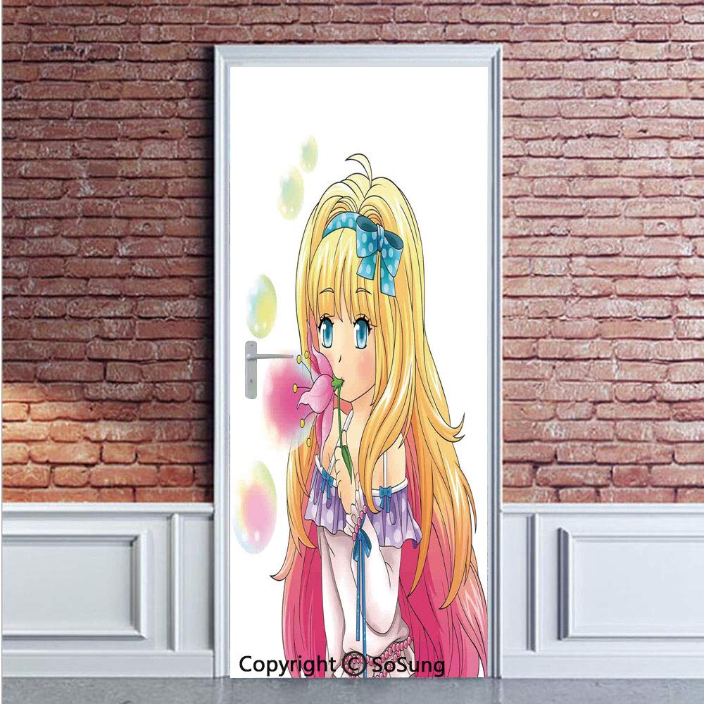Ragazza anime bionda con fiore, 1000x1000 HD, PC