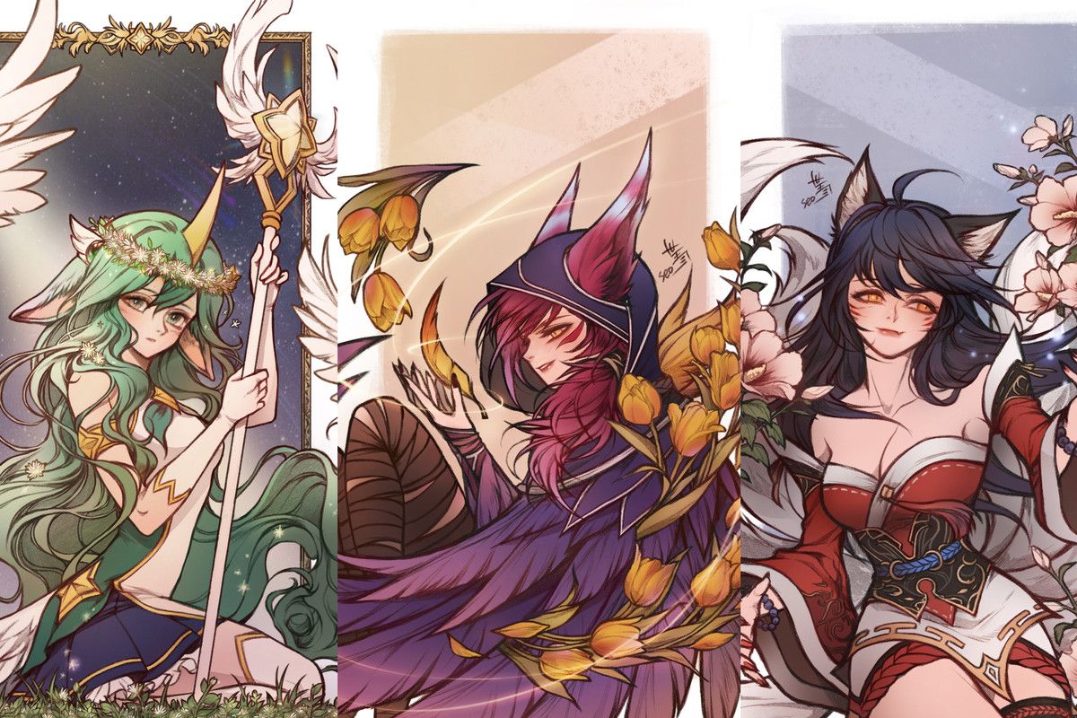 Tre personaggi manga fantasy femminili, 1200x800 HD, Lenovo Legion