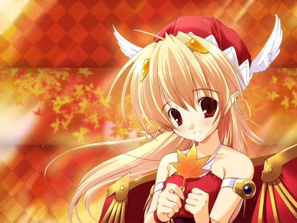 Ragazza anime bionda con ali, 1024x768 HD, Desktop