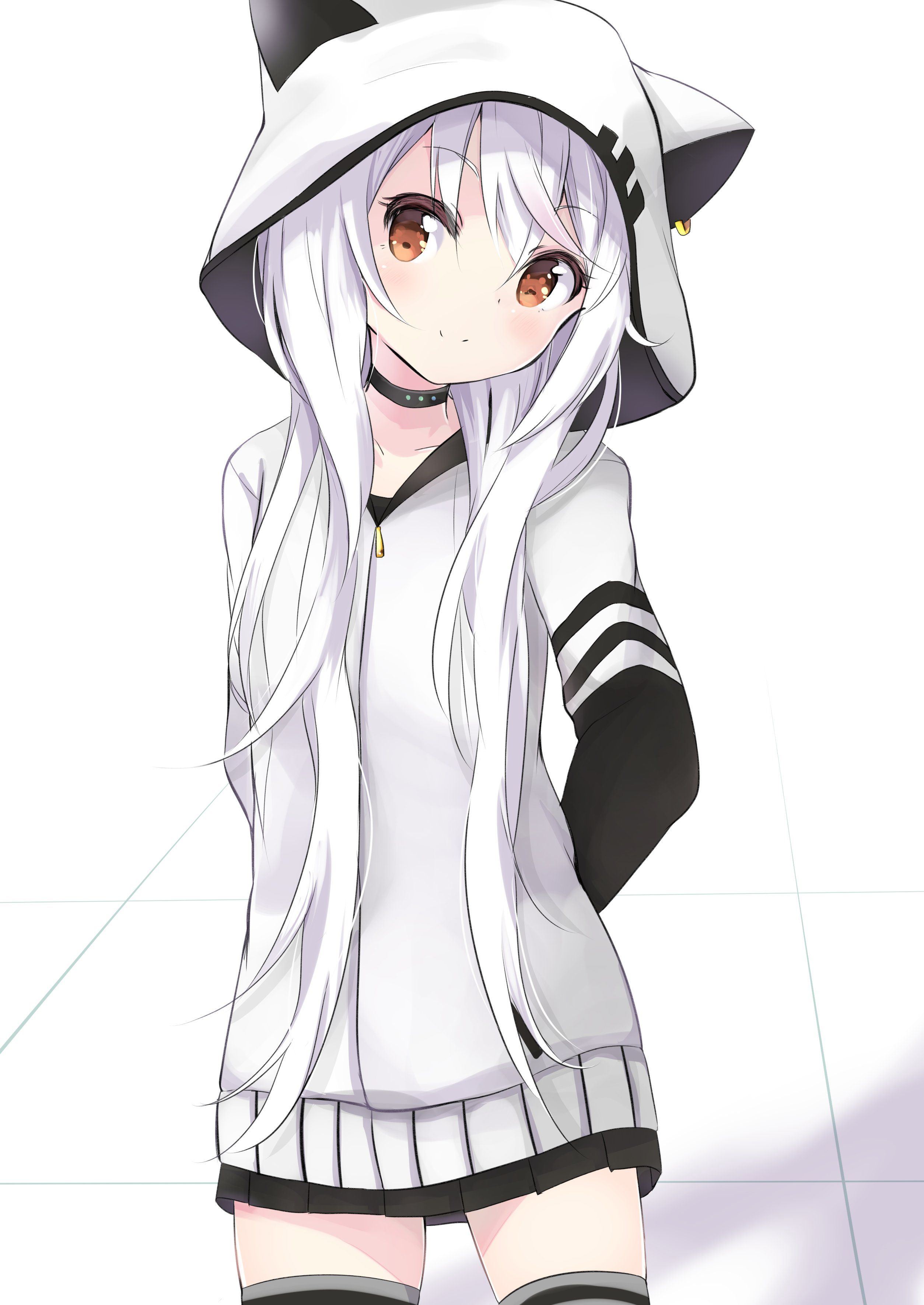 Ragazza anime con felpa gattino, 2508x3541 Full HD Verticale, iPhone
