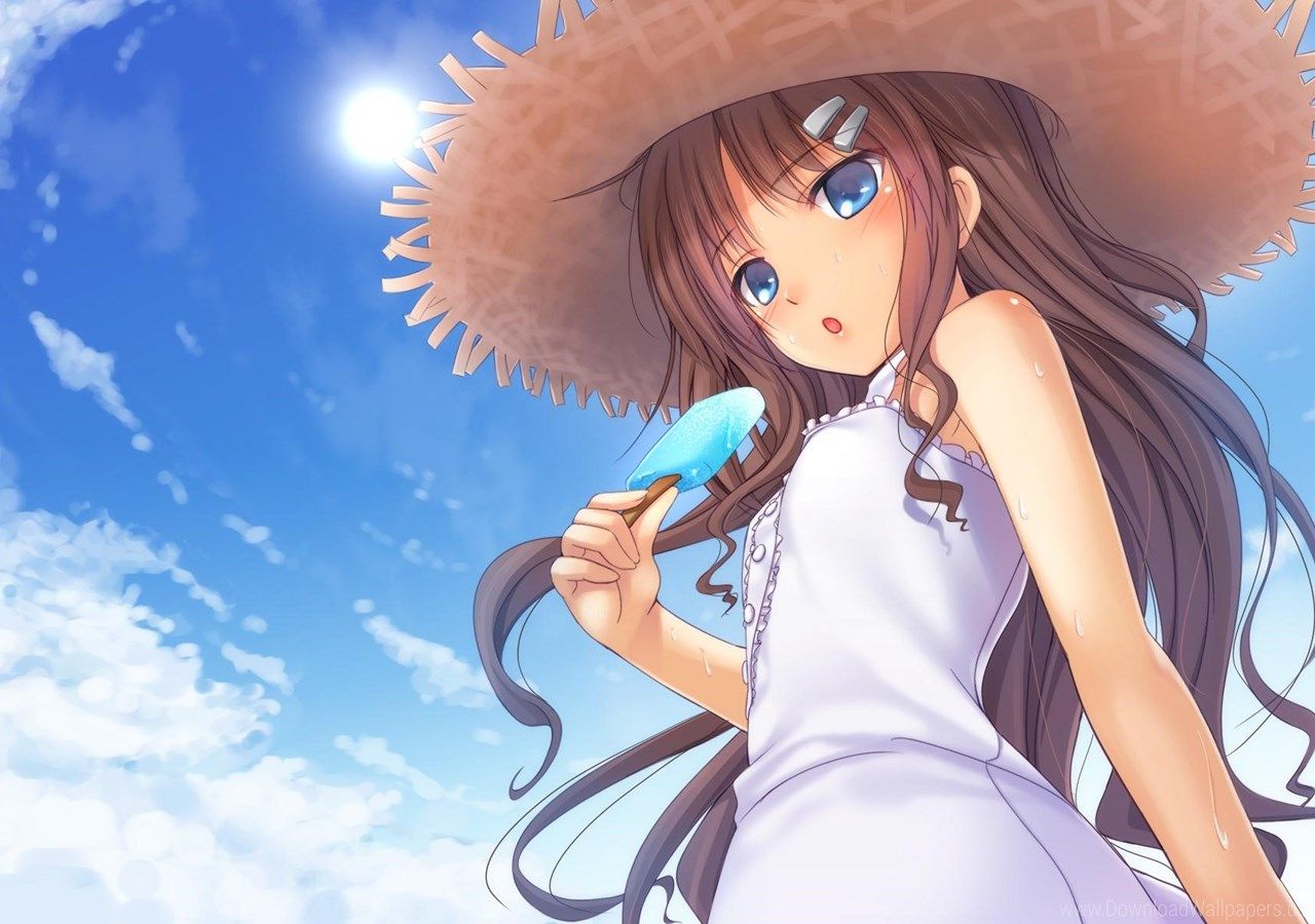 Ragazza anime cappello di paglia gelato, 1280x900 720p, Laptop