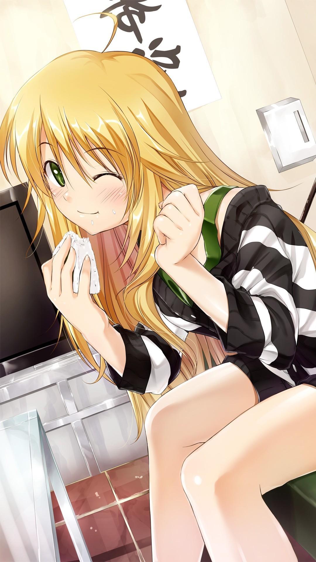 Ragazza anime bionda occhio verde, 1080x1920 Verticale, Mobile