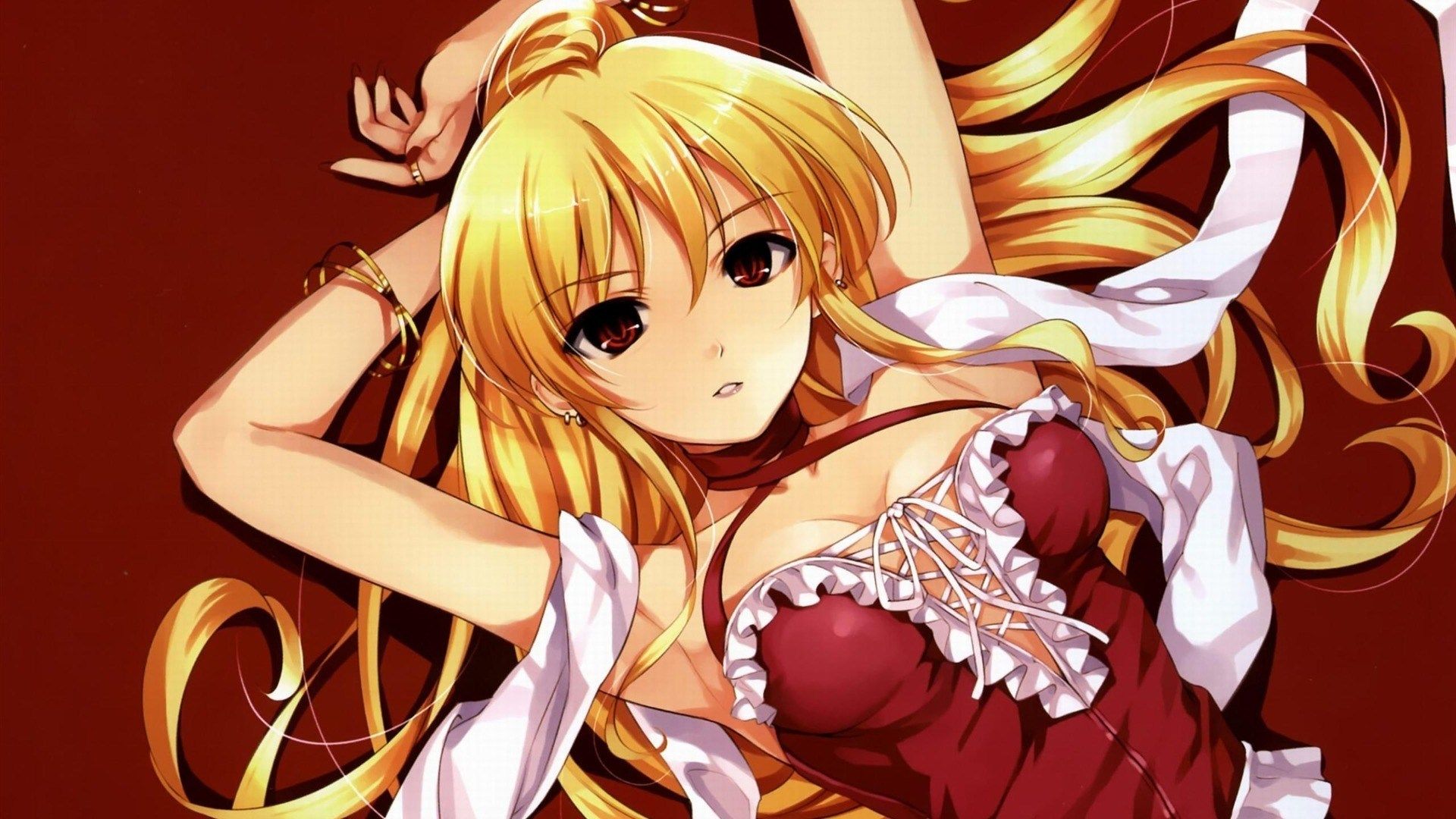 Ragazza anime bionda vestito rosso, 1920x1080 1080p, Desktop