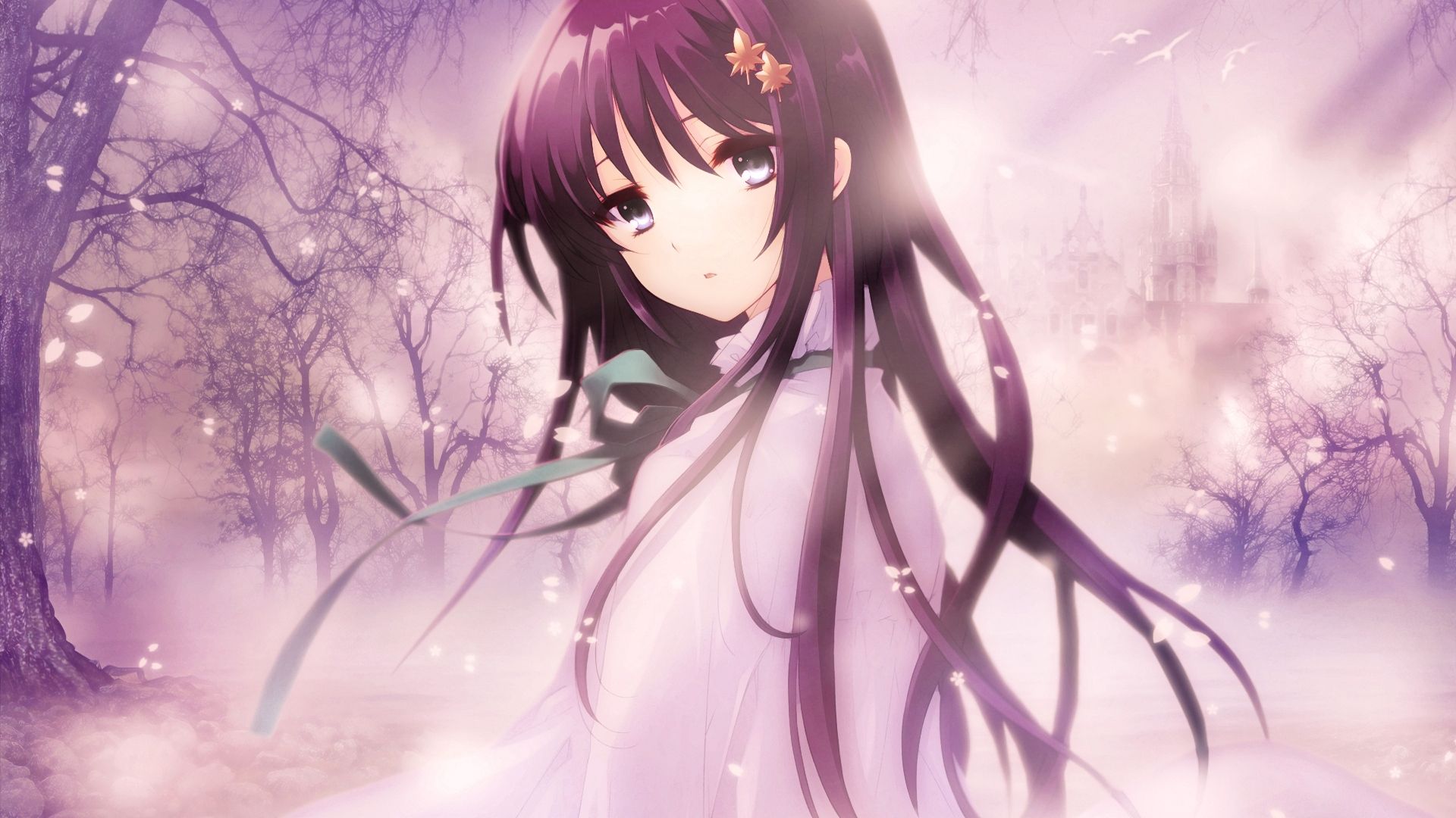 Ragazza anime capelli viola neve, 1920x1080 Full HD 1080p, PC Desktop