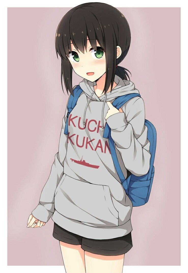 Ragazza anime felpa grigia zaino, 739x1069 Full HD Verticale, iPhone