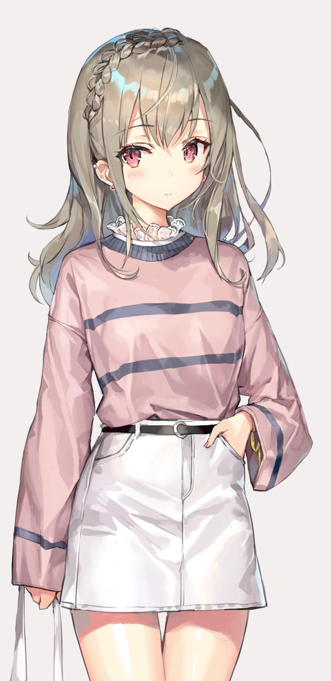 Ragazza anime maglione rosa, 1080x2220 Full HD Verticale, iPhone