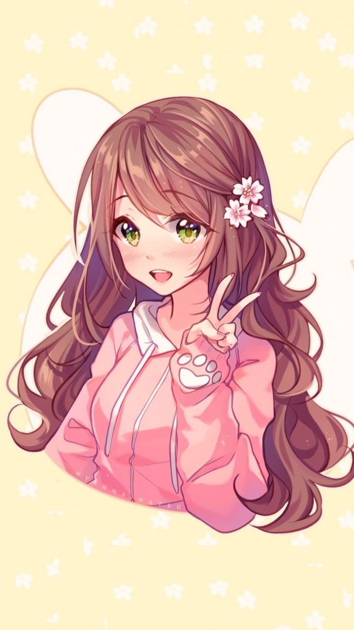 Ragazza anime capelli castani, 720x1280 Verticale, Mobile