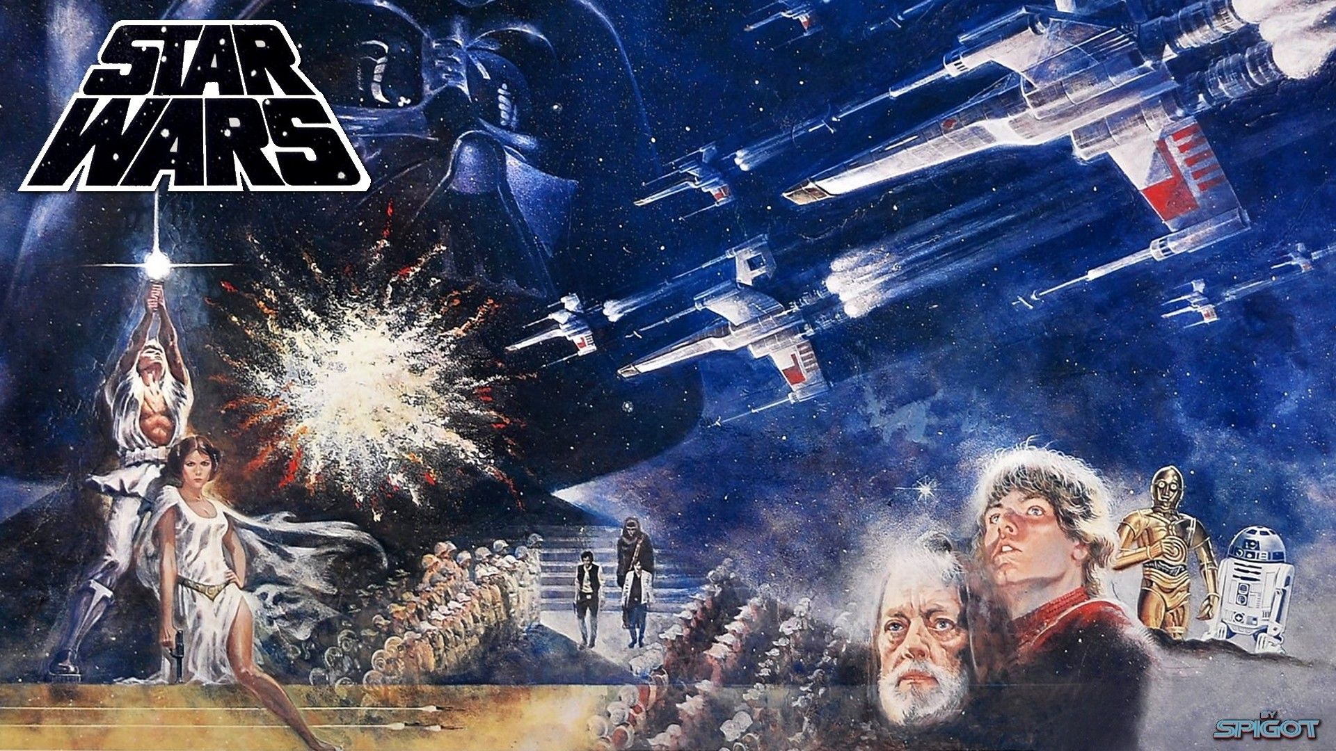 Poster classico Star Wars, saga fantascientifica, 1920x1080 Full HD, Desktop