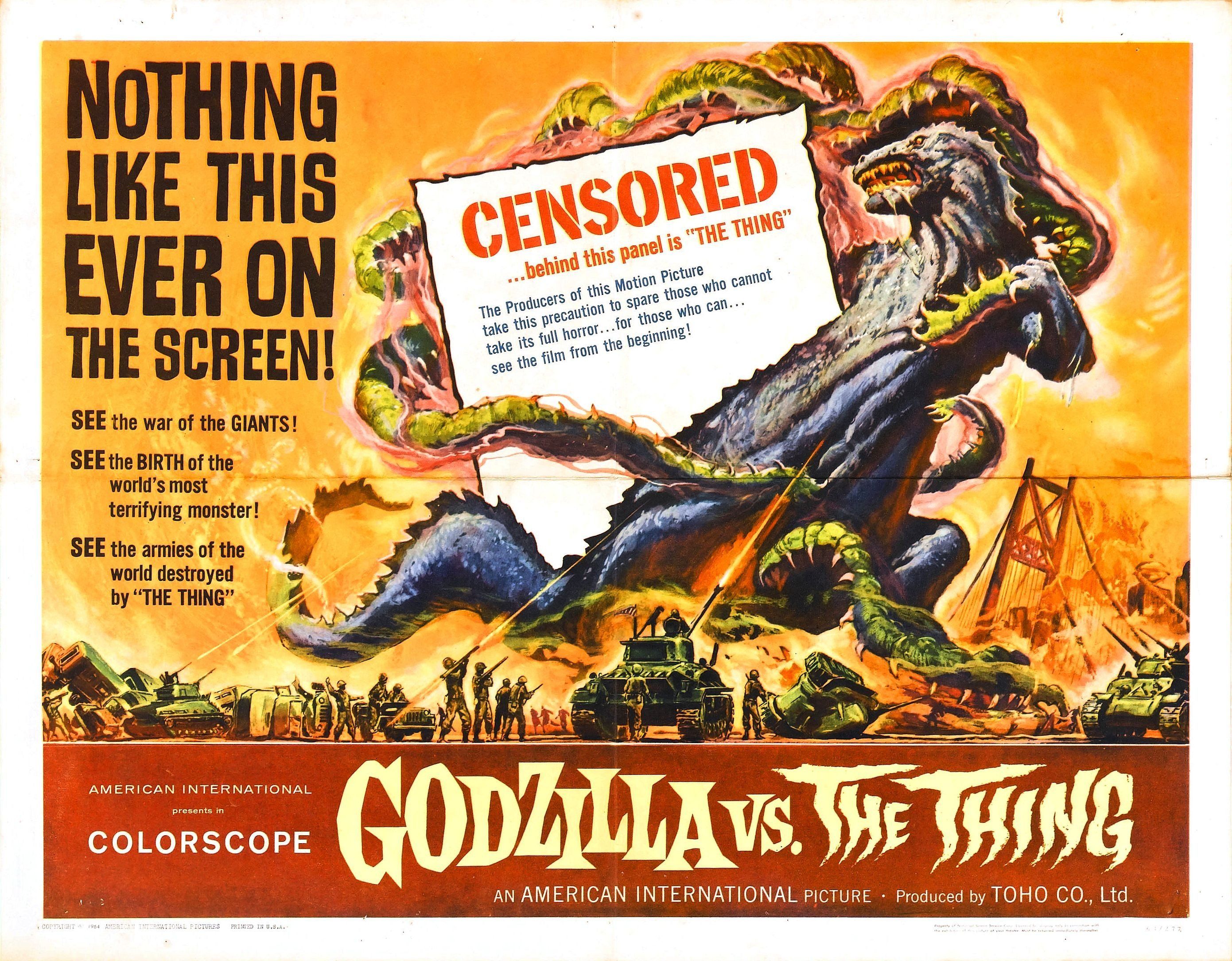 Poster Godzilla vs The Thing, kaiju, 2781x2170 2K, Desktop