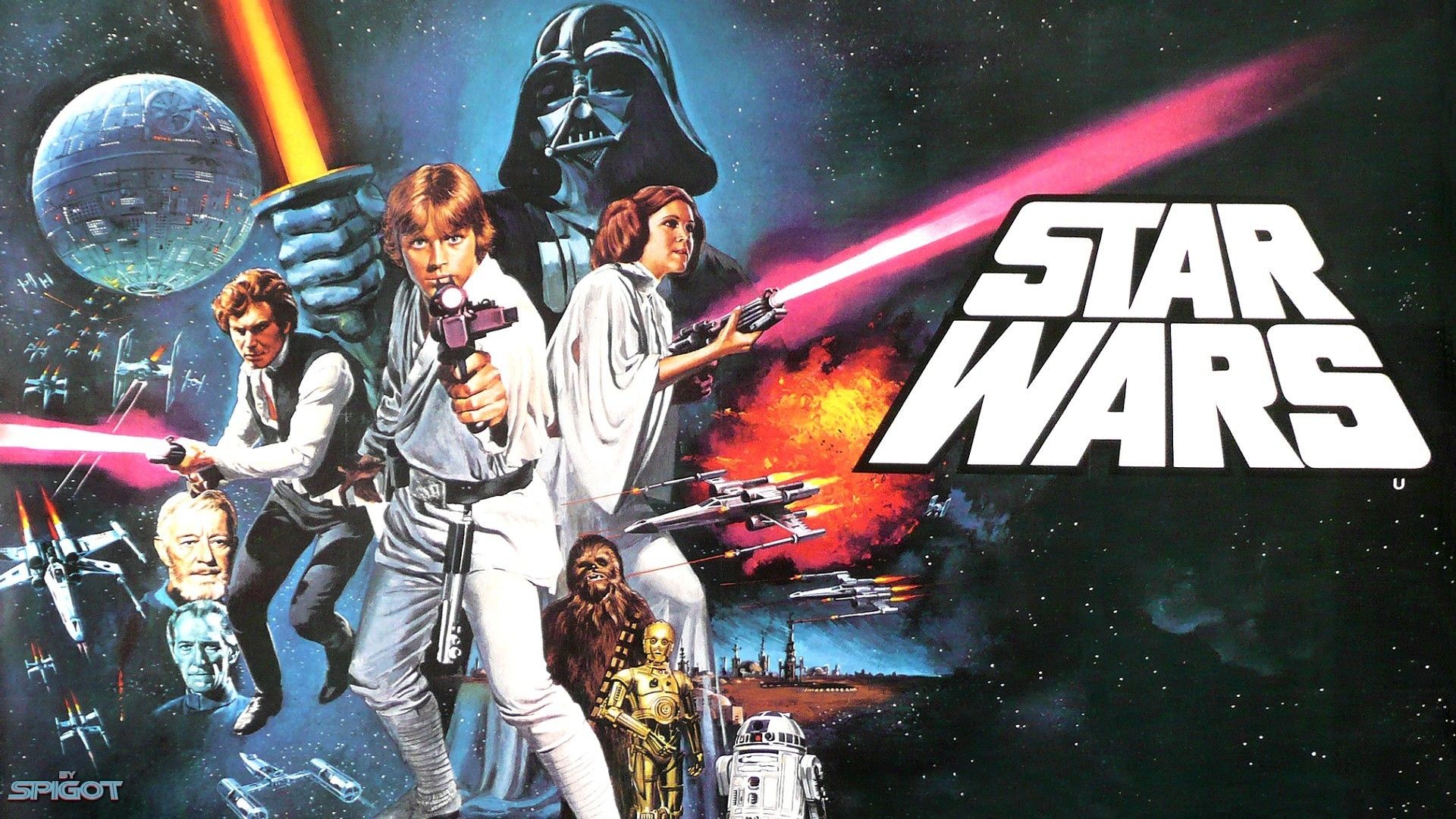 Poster Star Wars film classico, Jedi, 1920x1080 Full HD 1080p, PC