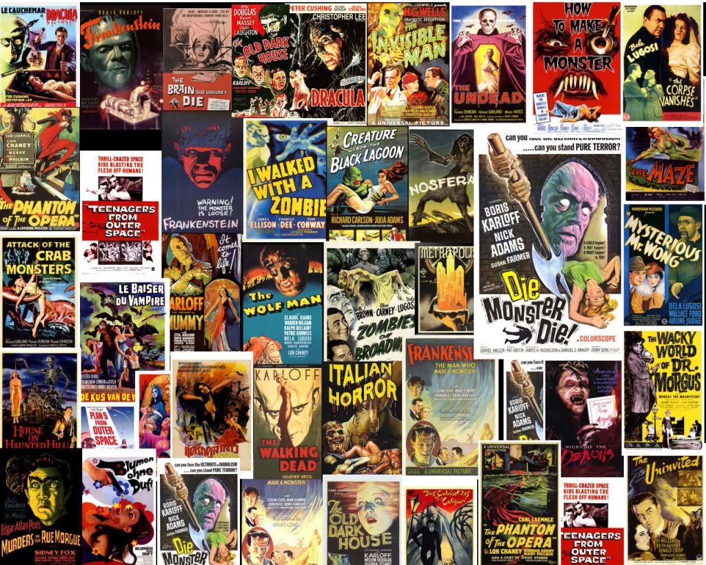 Collage manifesti film horror classici, 1024x819 HD, PC