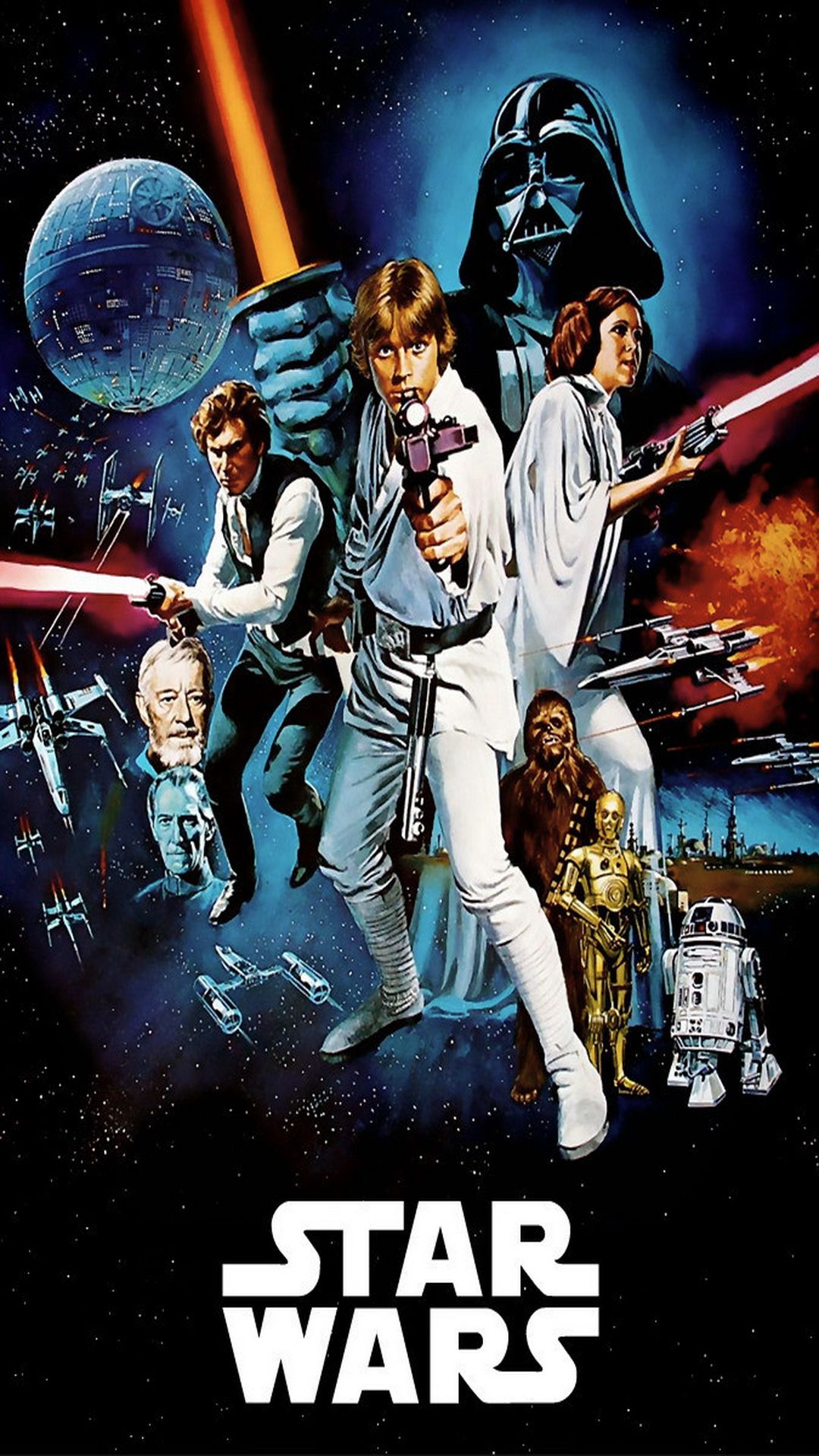 Poster Star Wars film classico, saga fantascientifica, 1080x1920 Verticale, Mobile