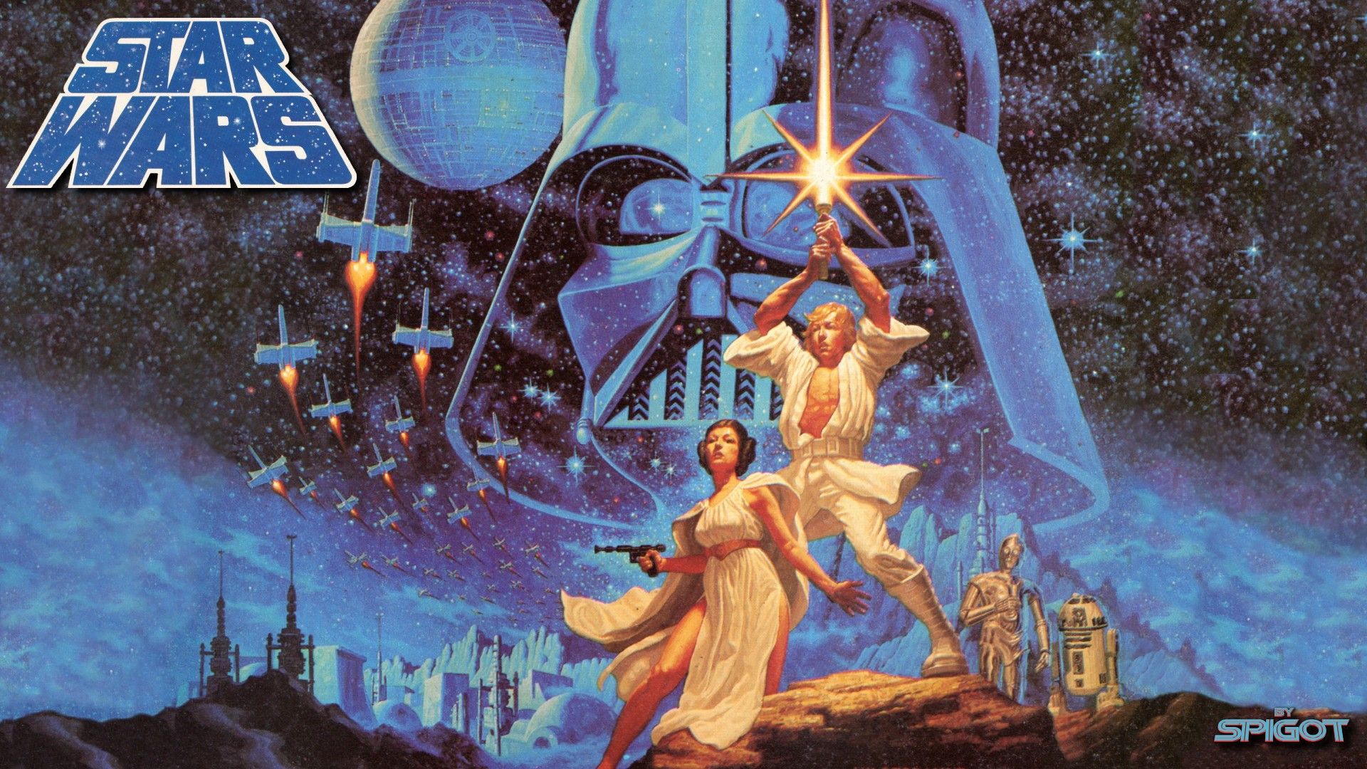 Poster Star Wars classico, saga fantascientifica, 1920x1080 Full HD, Desktop