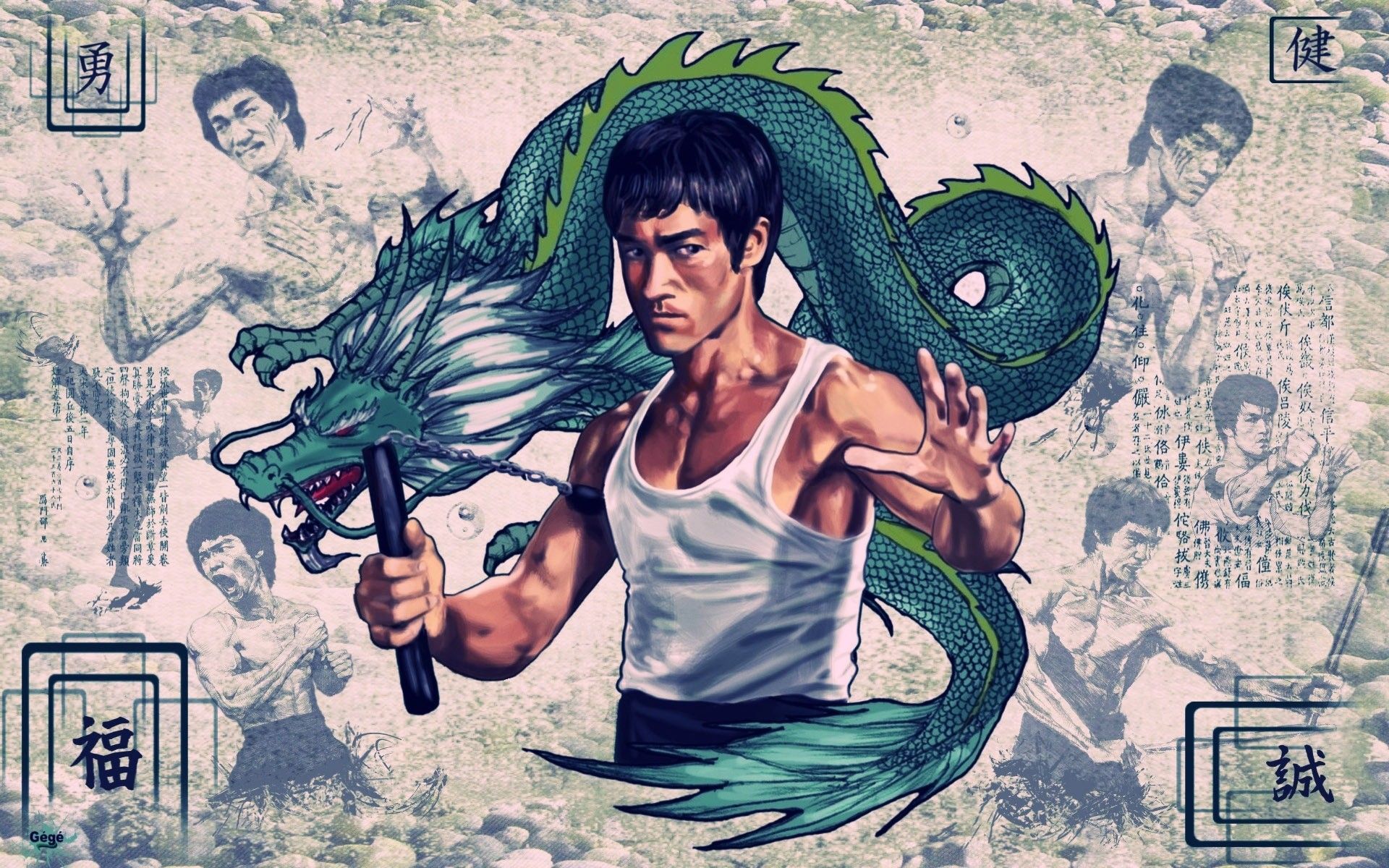 Bruce Lee drago verde vintage, 1920x1200 WUXGA, iMac
