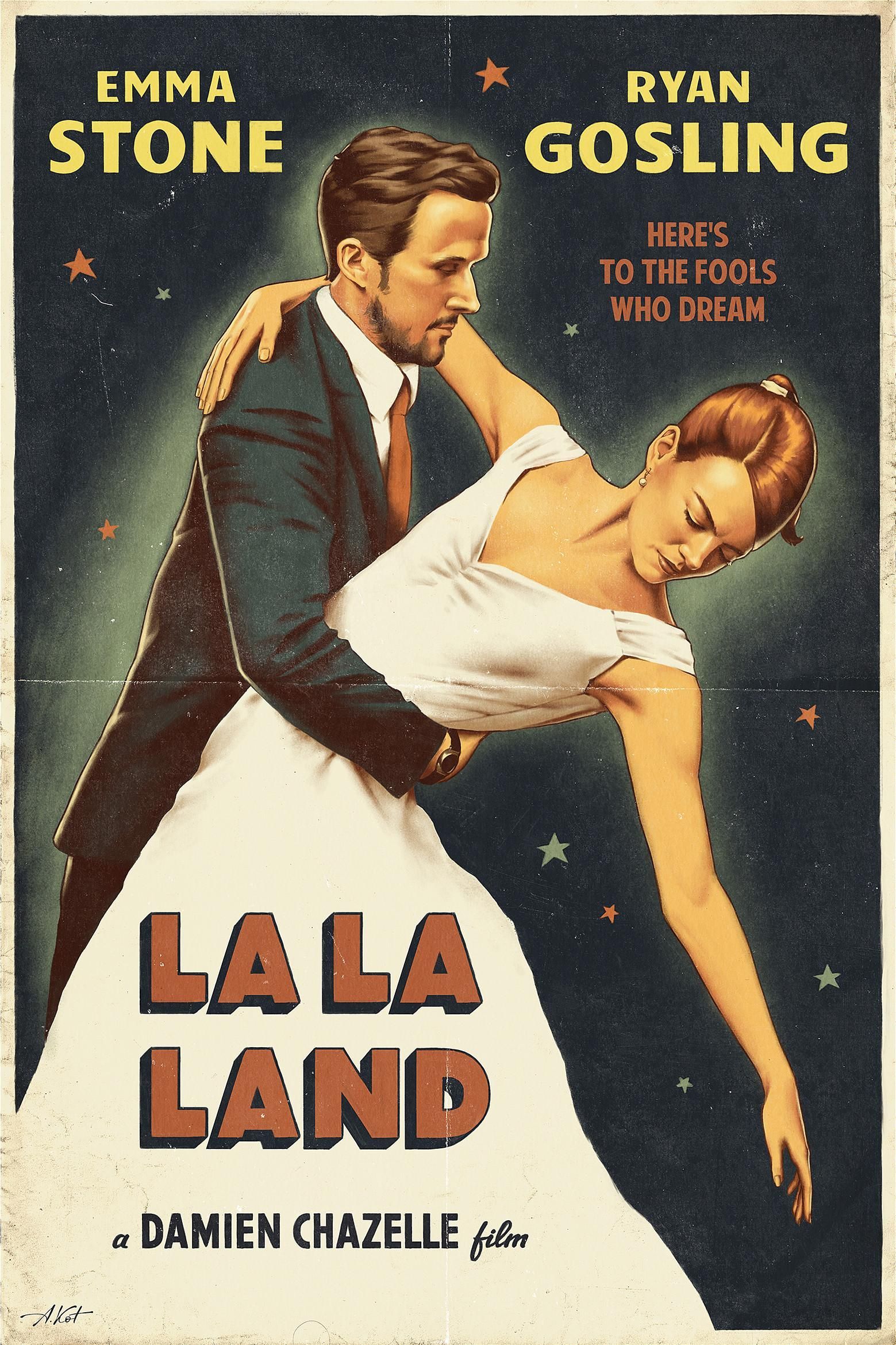 Poster vintage La La Land, 1559x2339 Full HD Verticale, Smartphone