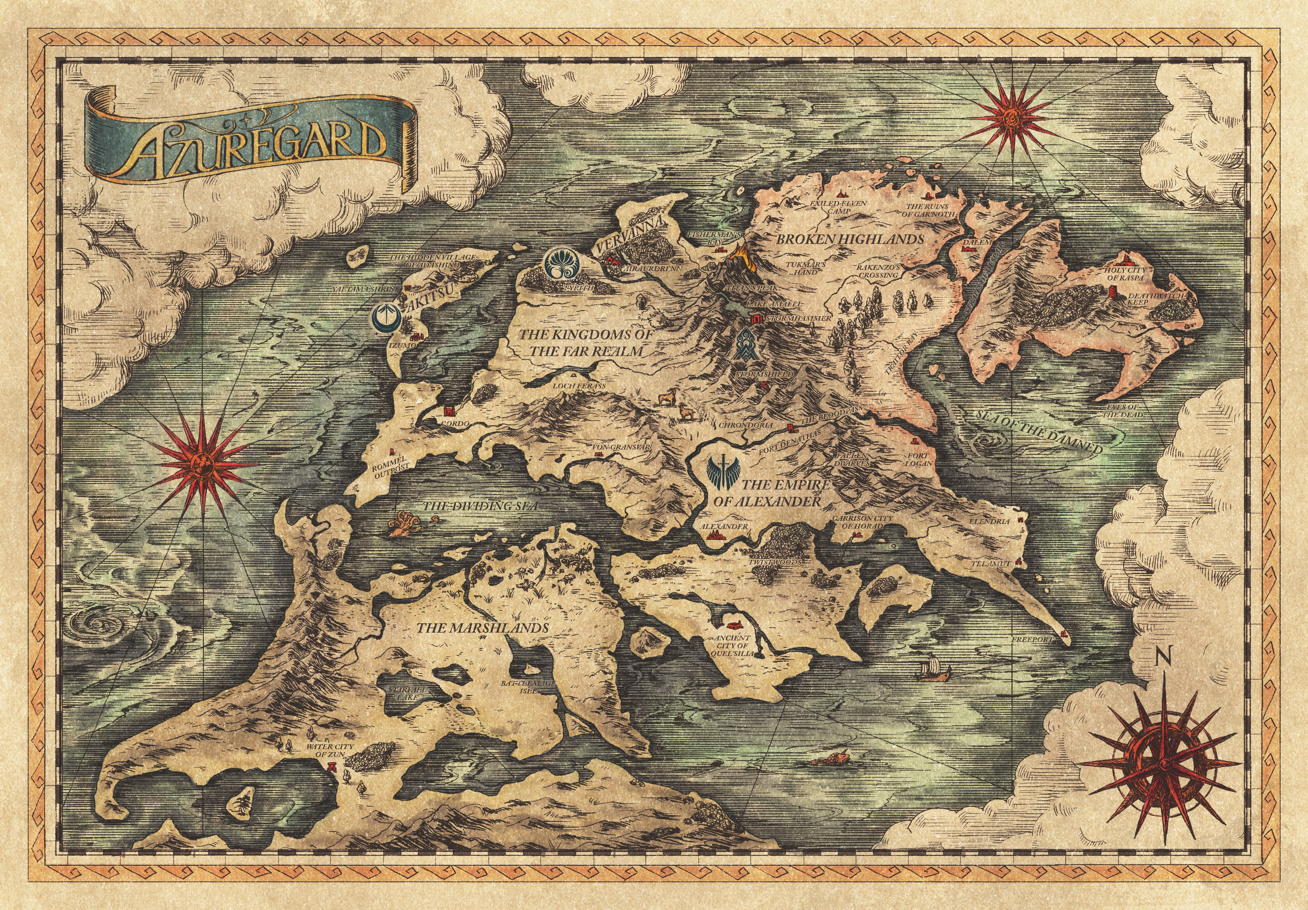 Mappa fantasy continente antico, 4200x2920 4K, Desktop 4K