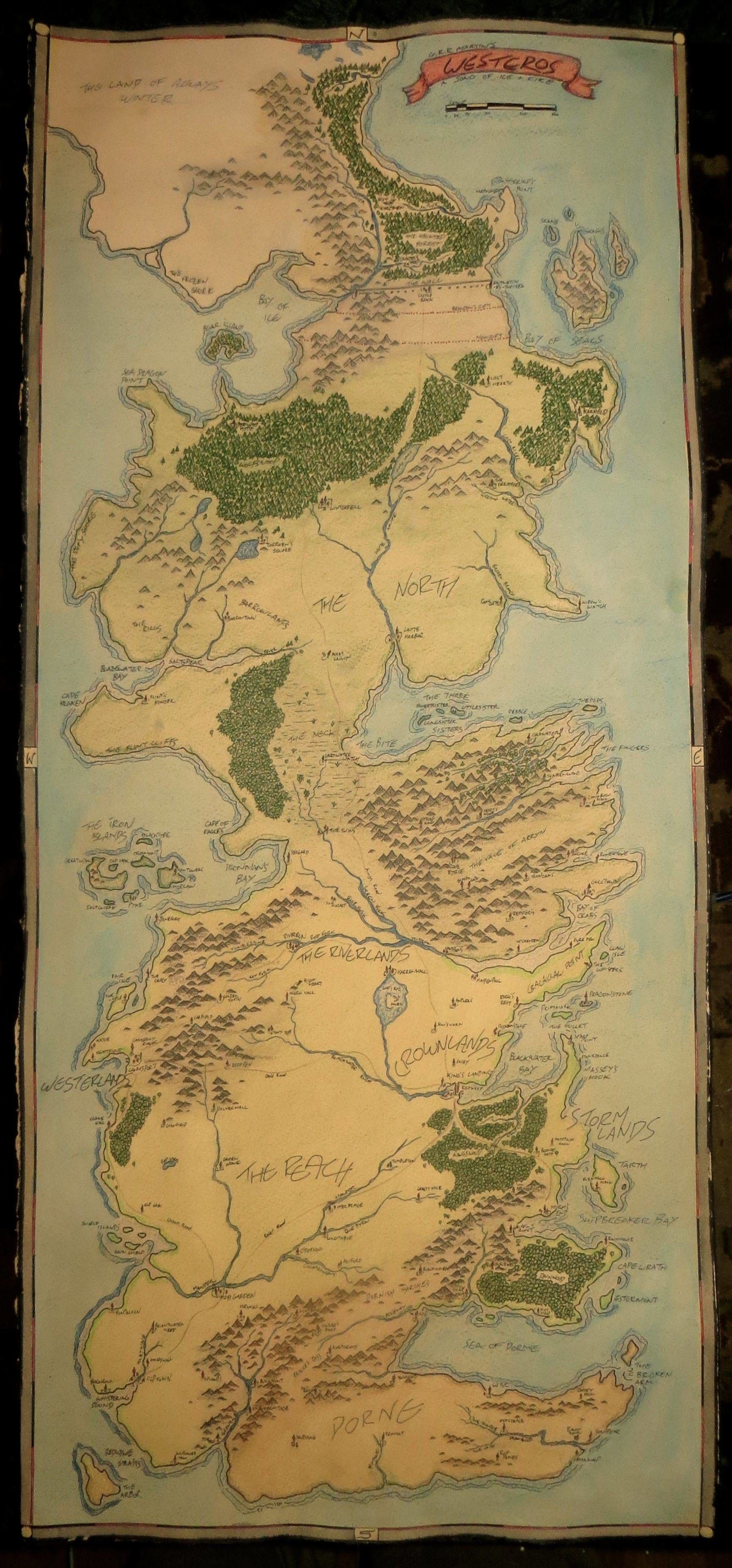 Mappa di Westeros illustrata, 1731x3708 Full HD Verticale, Smartphone