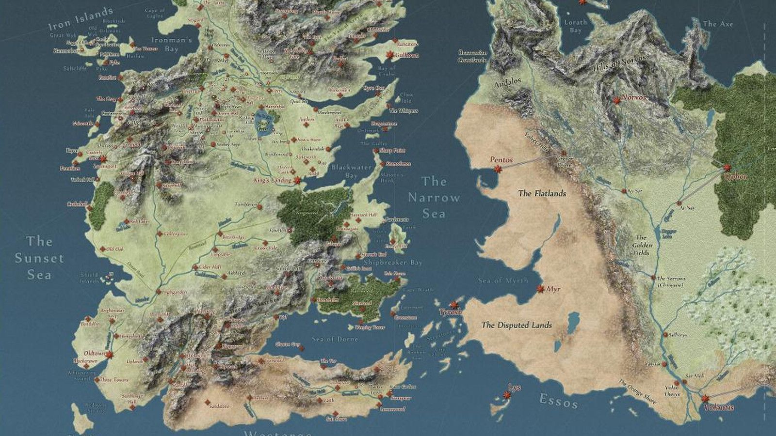 Mappa di Westeros e Essos, 1600x900 900p, PC