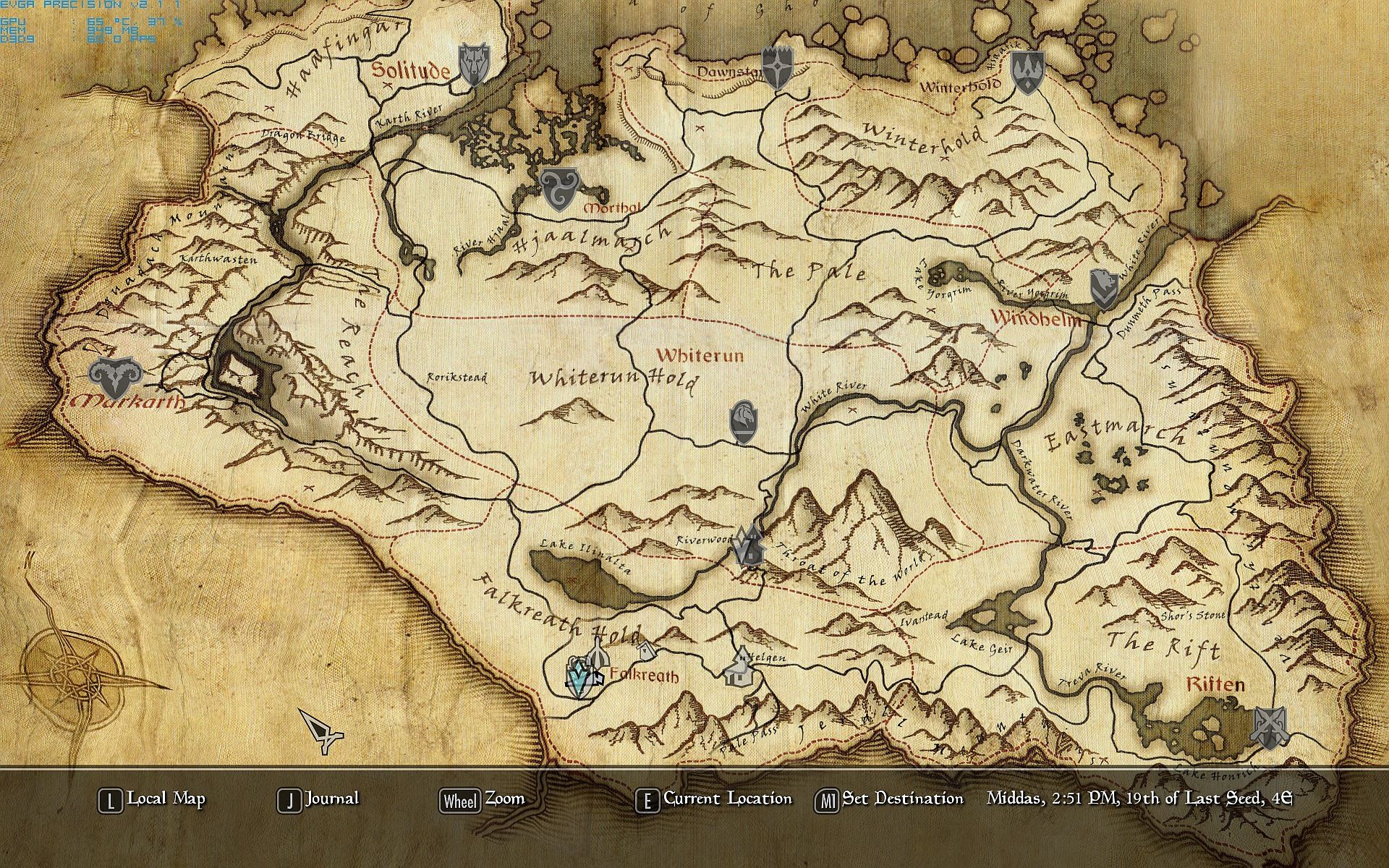 Mappa di Skyrim in game, 1920x1080 1080p, Desktop