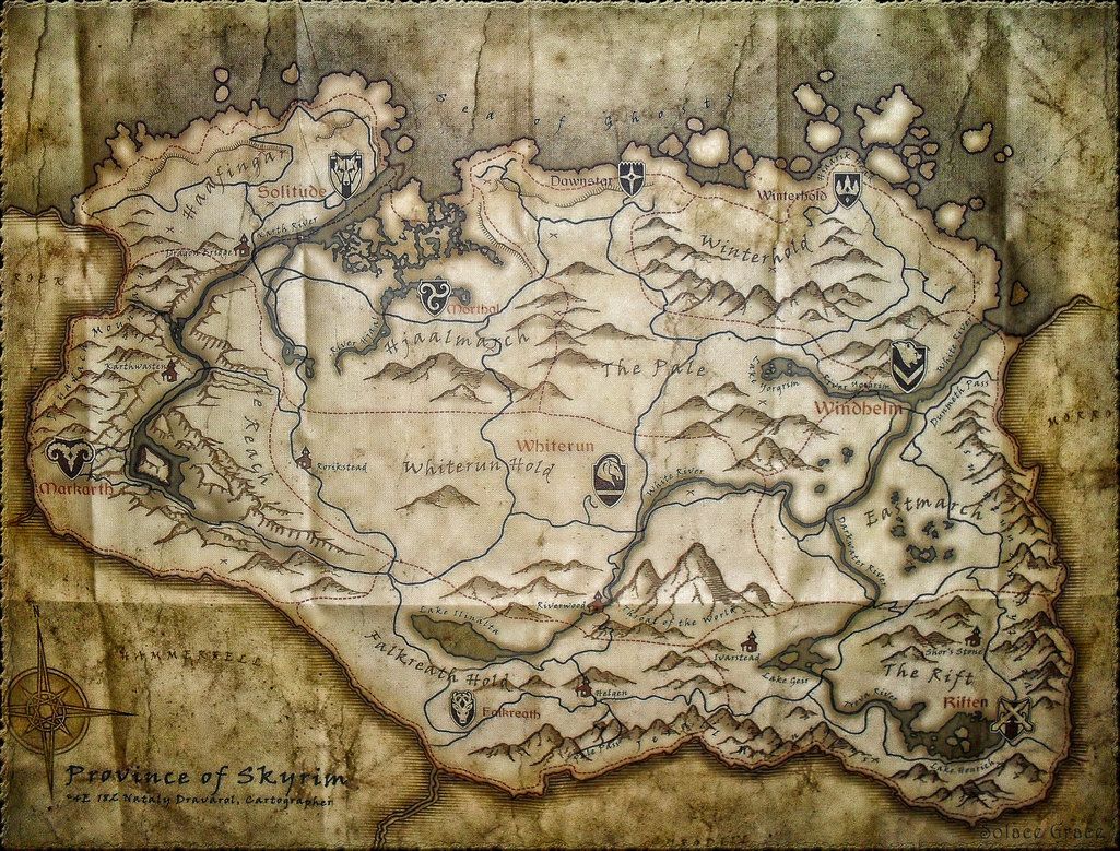 Mappa di Skyrim antica, 1025x779 HD, Desktop