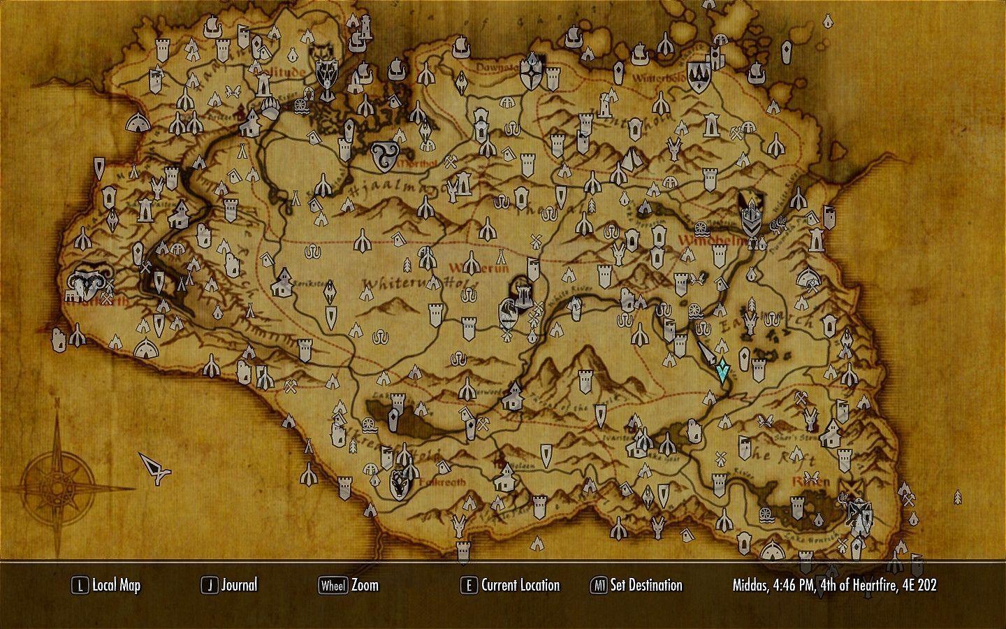 Mappa di Skyrim, pergamena, 1920x1200 Full HD+, Desktop