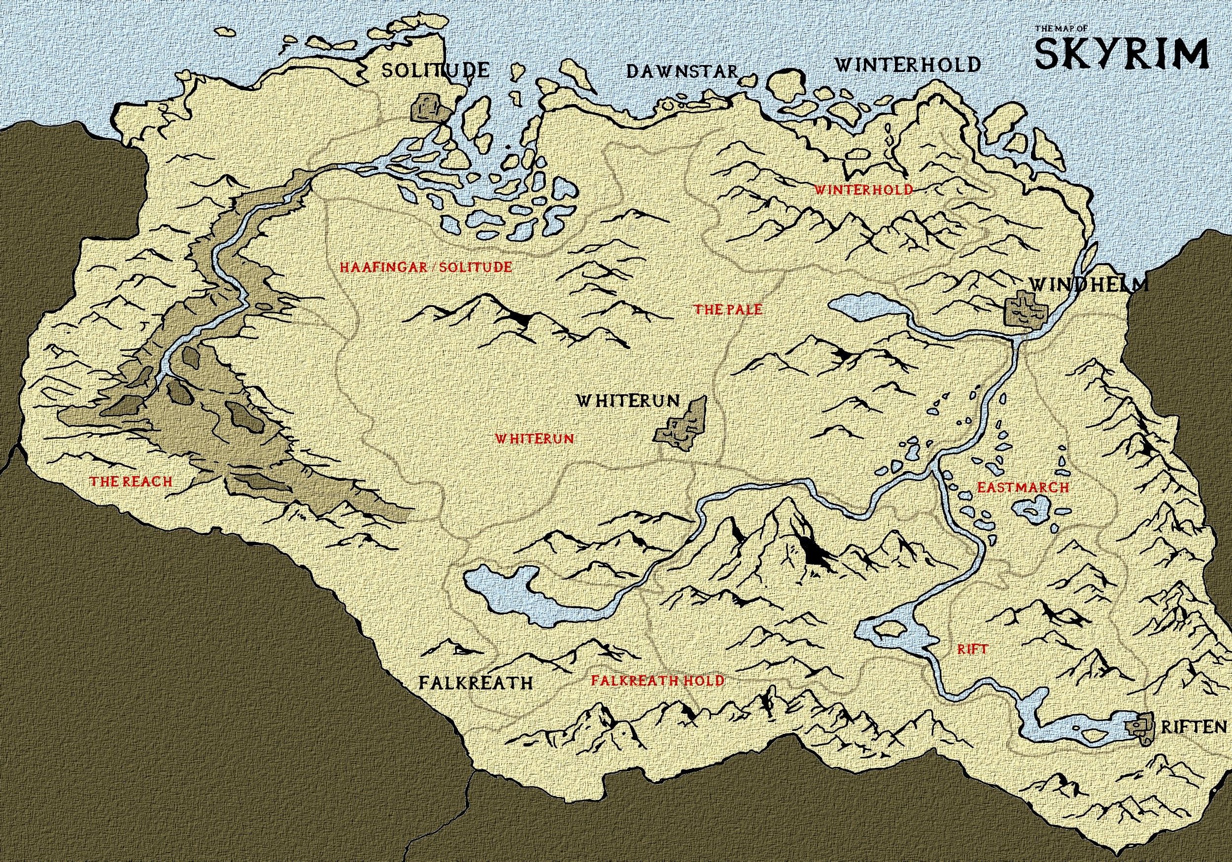 Mappa di Skyrim, 1440x900 720p, PC