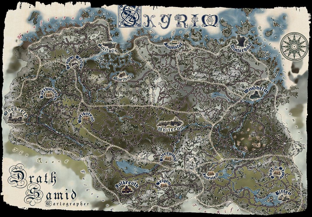Mappa di Skyrim antica, 1080x1920 Full HD Verticale, Smartphone