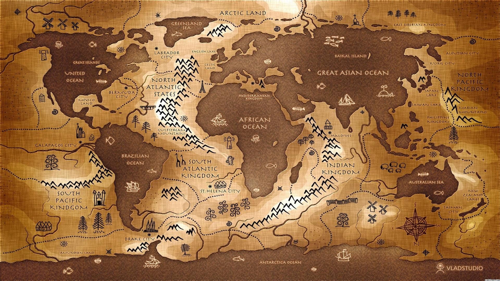 Mappa del mondo antica seppia, 1920x1080 Full HD 1080p, PC Desktop