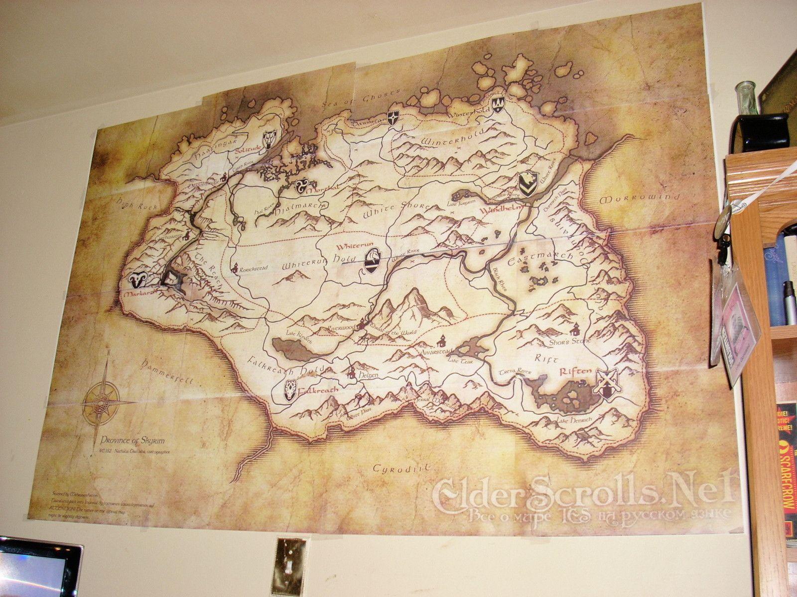 Mappa di Skyrim seppia, 800x1131 Verticale, Telefono