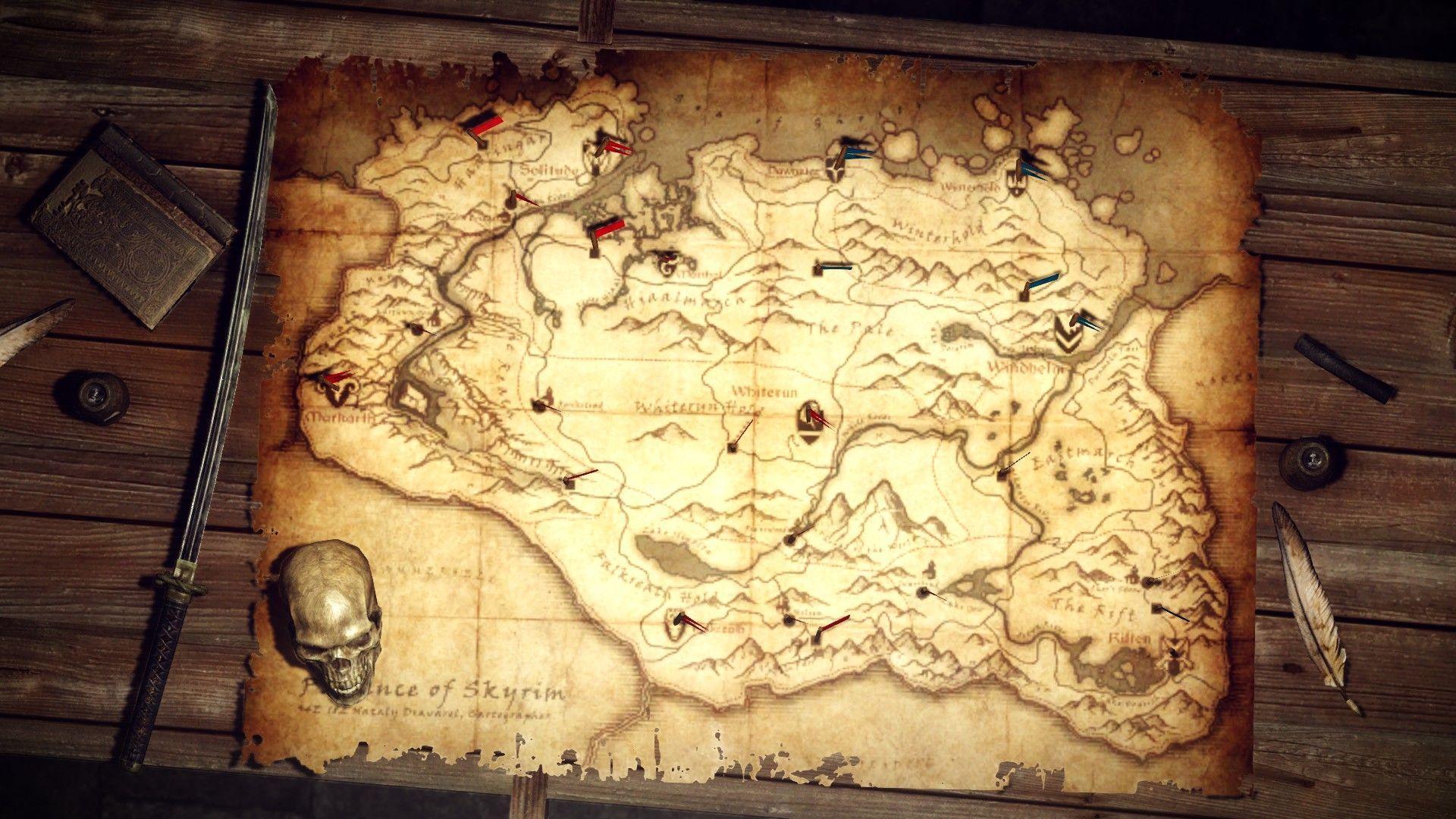 Mappa di Skyrim pergamena, RPG, 1920x1080 Full HD, PC
