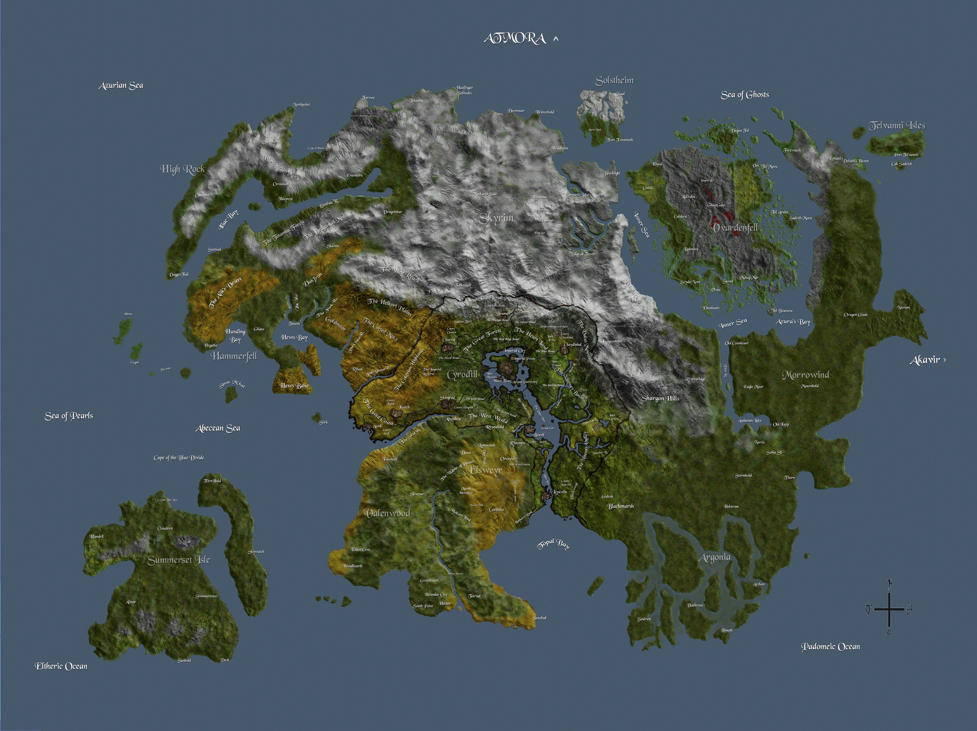 Mappa fantasy Skyrim, isola, 3288x2460 WQXGA, Desktop