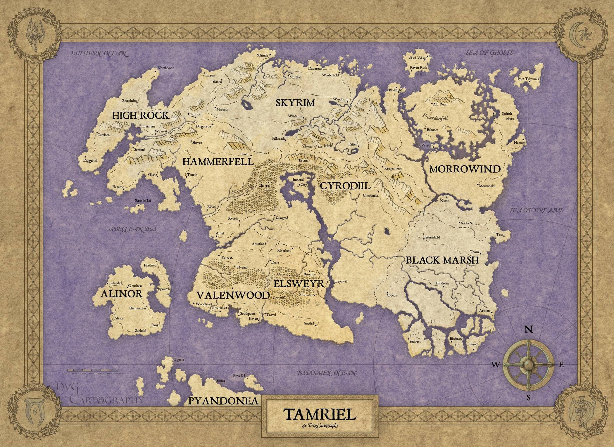 Mappa di Skyrim stile Tolkien, 1444x1018 HD, ROG Asus Laptop