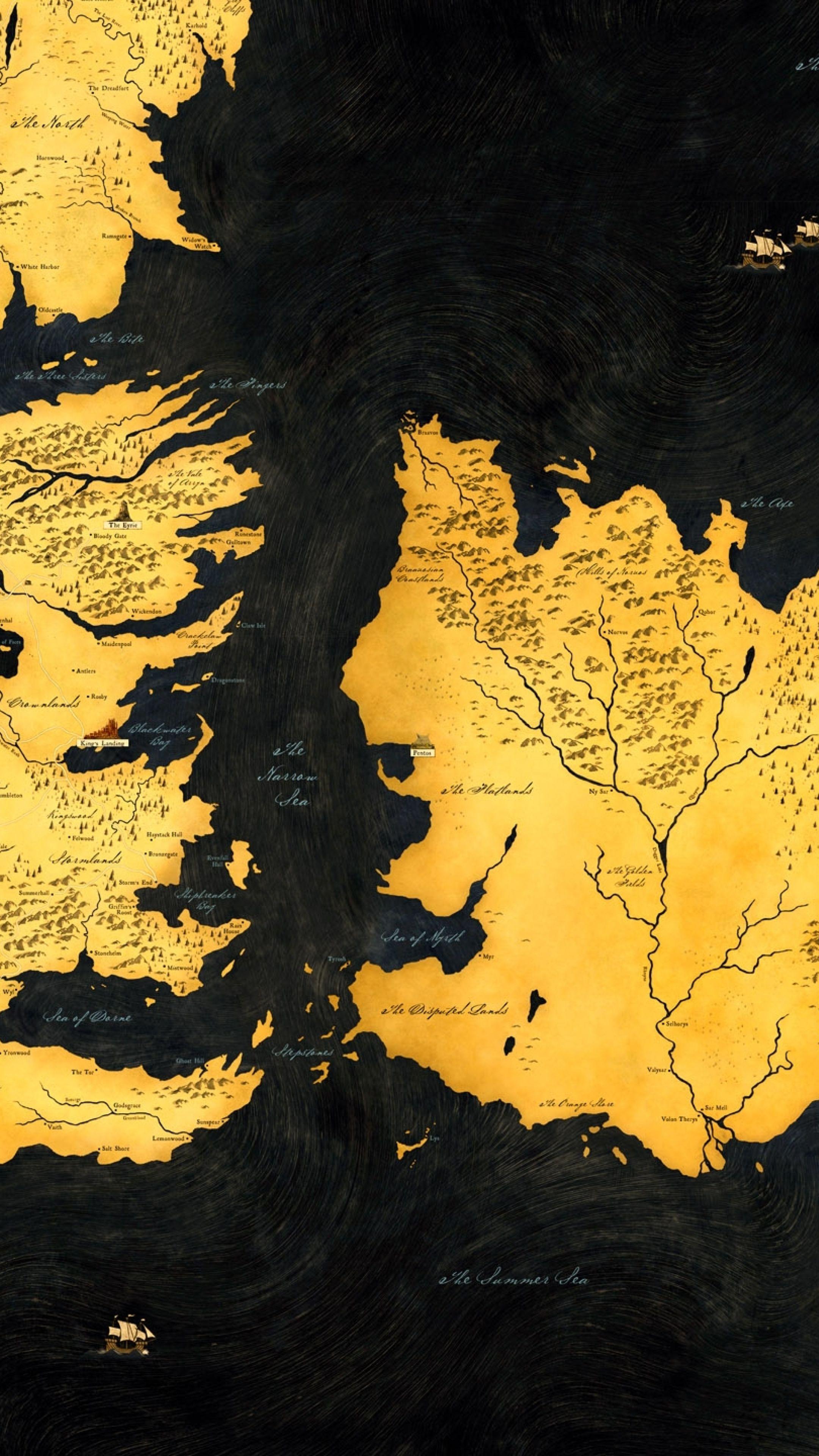 Mappa Game of Thrones dorata, 2160x3840 Verticale, iPhone Plus