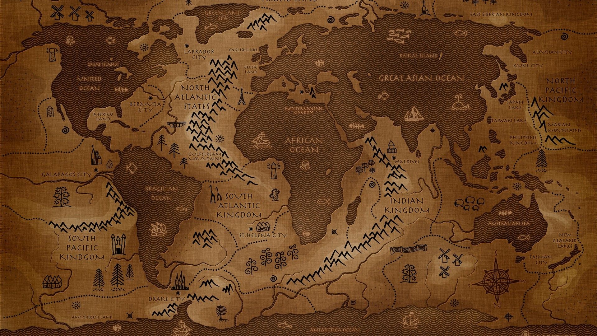 Mappa antica del mondo, 1920x1080 Full HD, Desktop
