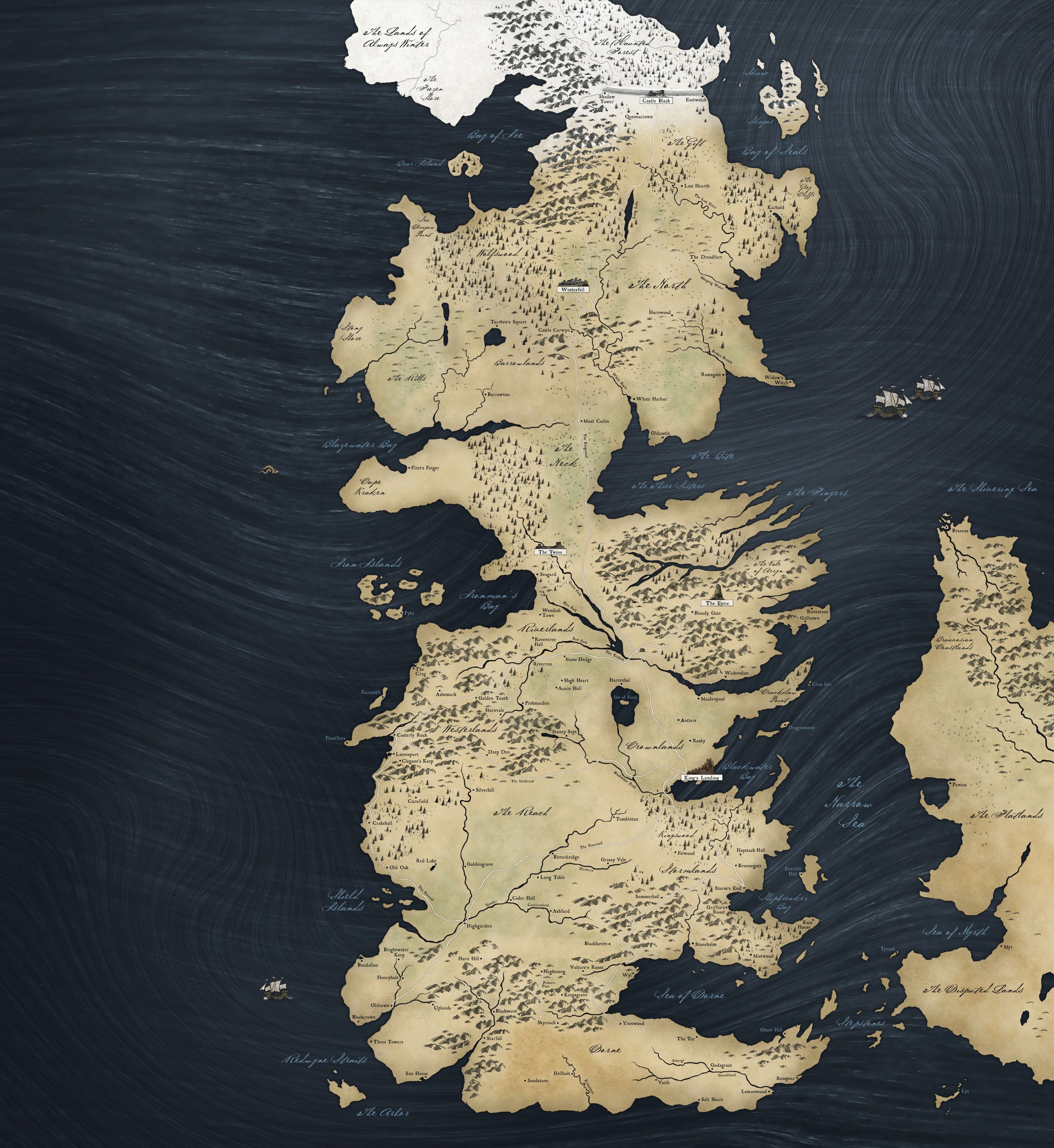 Mappa di Westeros, Game of Thrones, 2800x3050 Verticale, iPhone Pro Max
