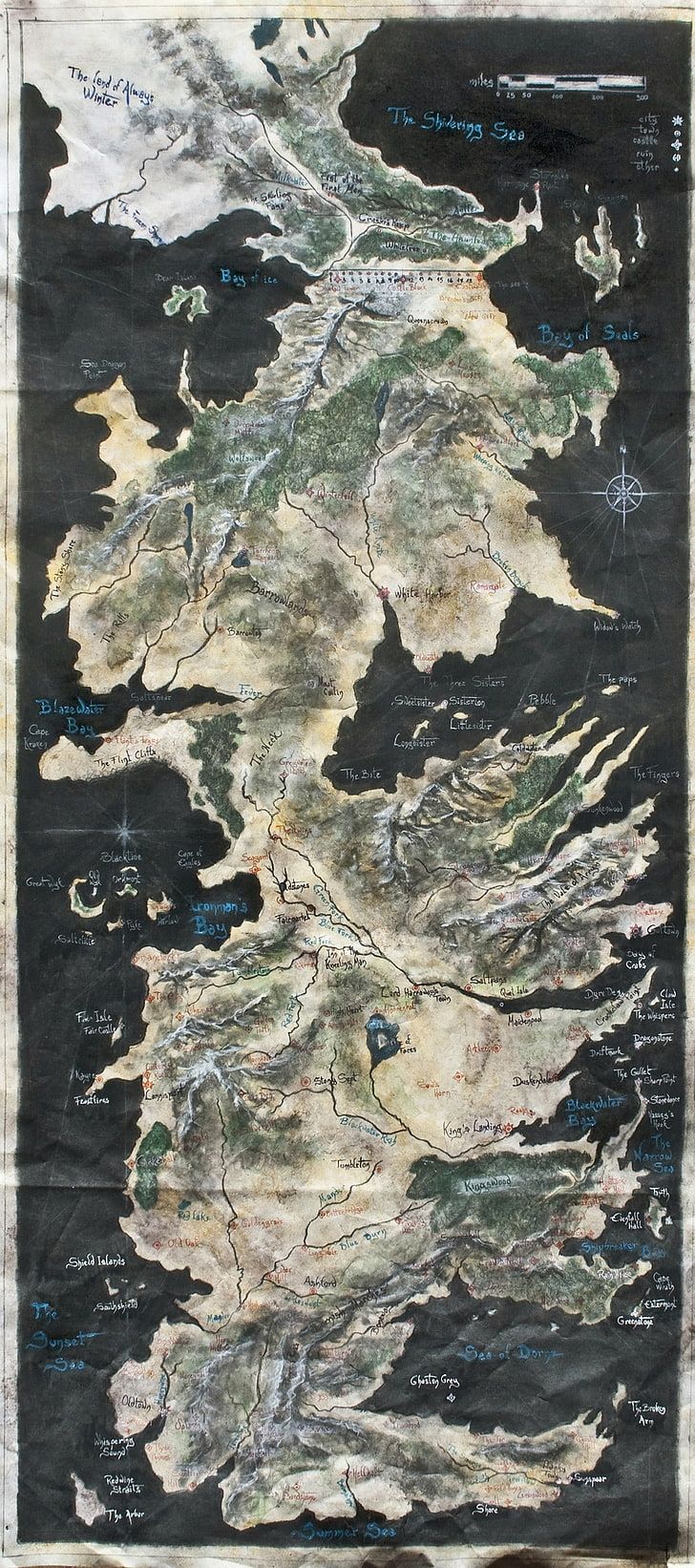 Mappa fantasy Westeros, 728x1642 Verticale, iPhone