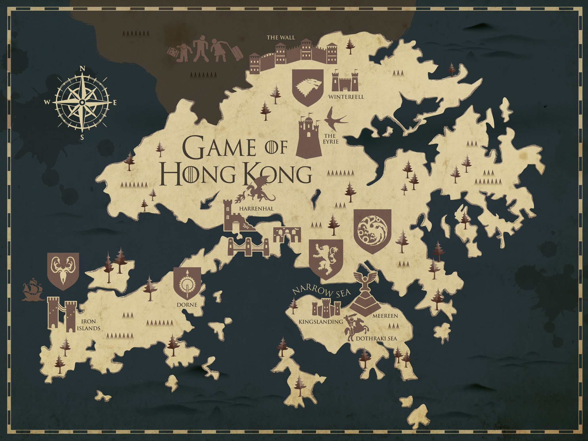 Mappa fantasy Game of Hong Kong, 2048x1536 alta risoluzione, Desktop