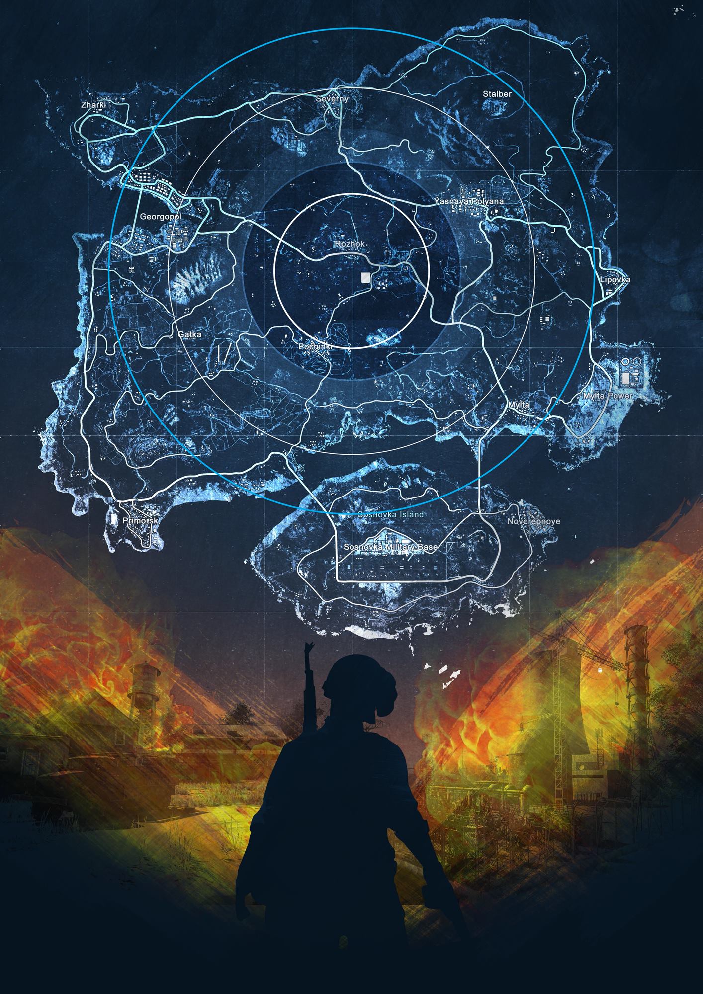 Mappa PUBG ologramma blu, battle royale, 1414x2000 Full HD Verticale, iPhone