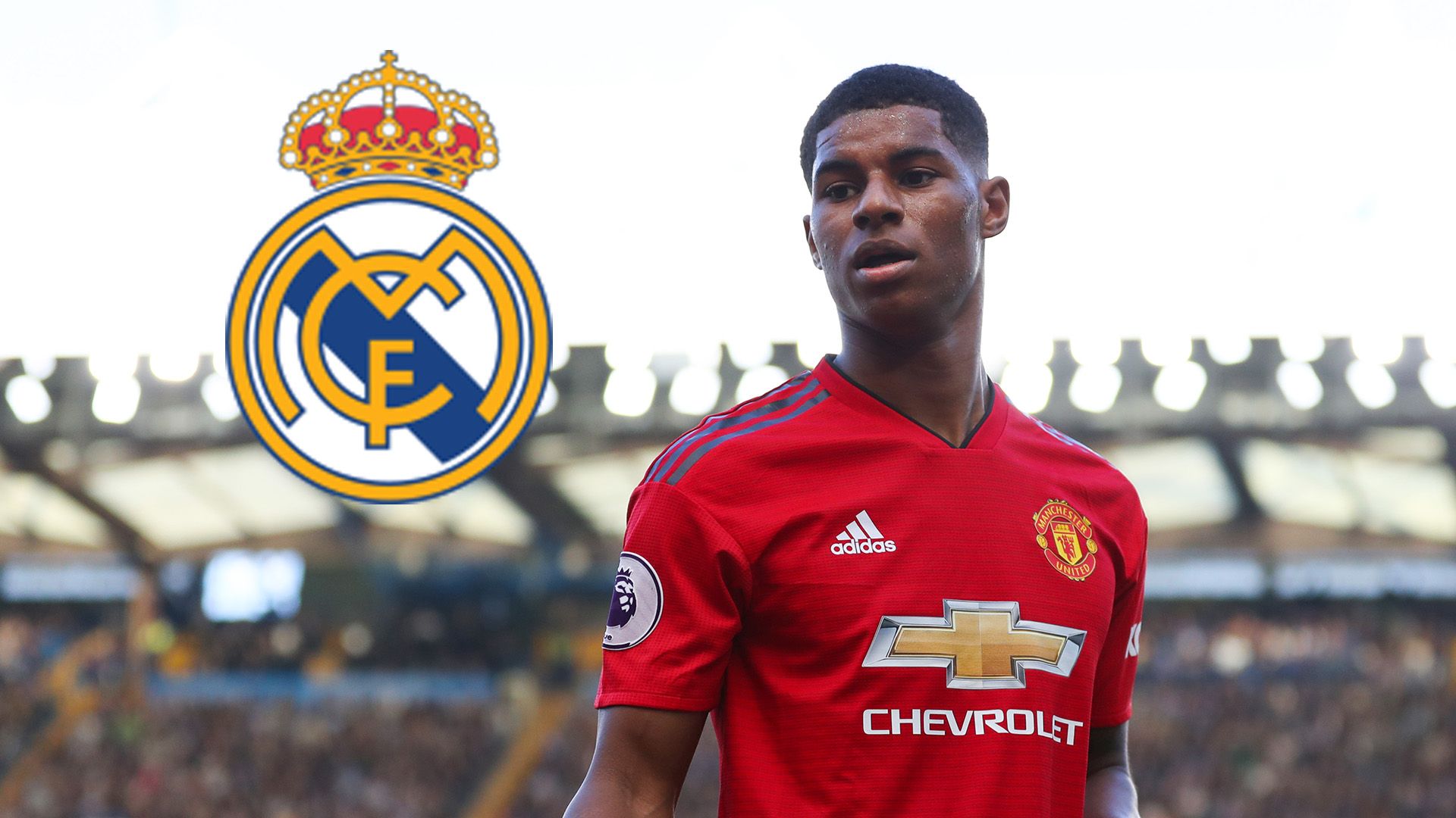 Marcus Rashford Real Madrid logo, 1920x1080 Full HD, PC Desktop