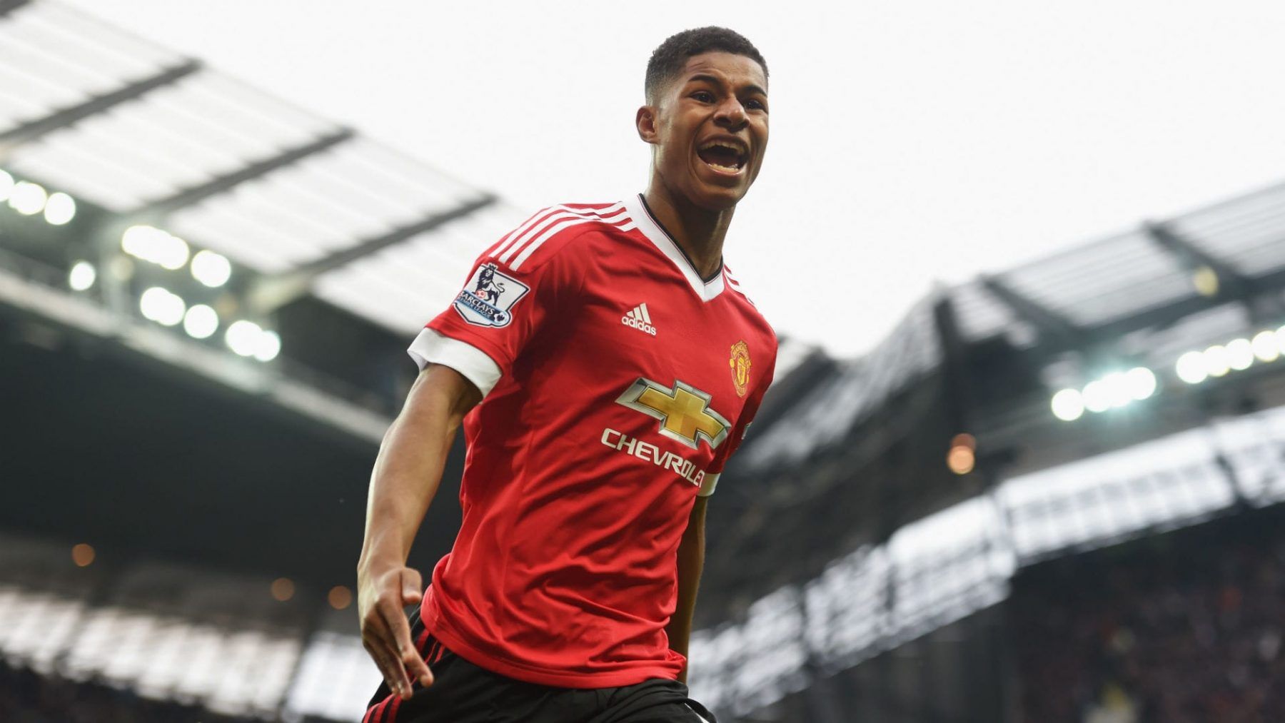 Marcus Rashford esultanza Manchester United, 1800x1013 HD Ready, Desktop